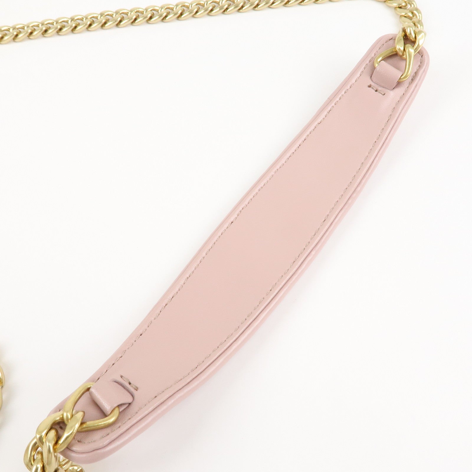 MIU MIU Matelasse Leather Chain Shoulder Bag Pink Beige