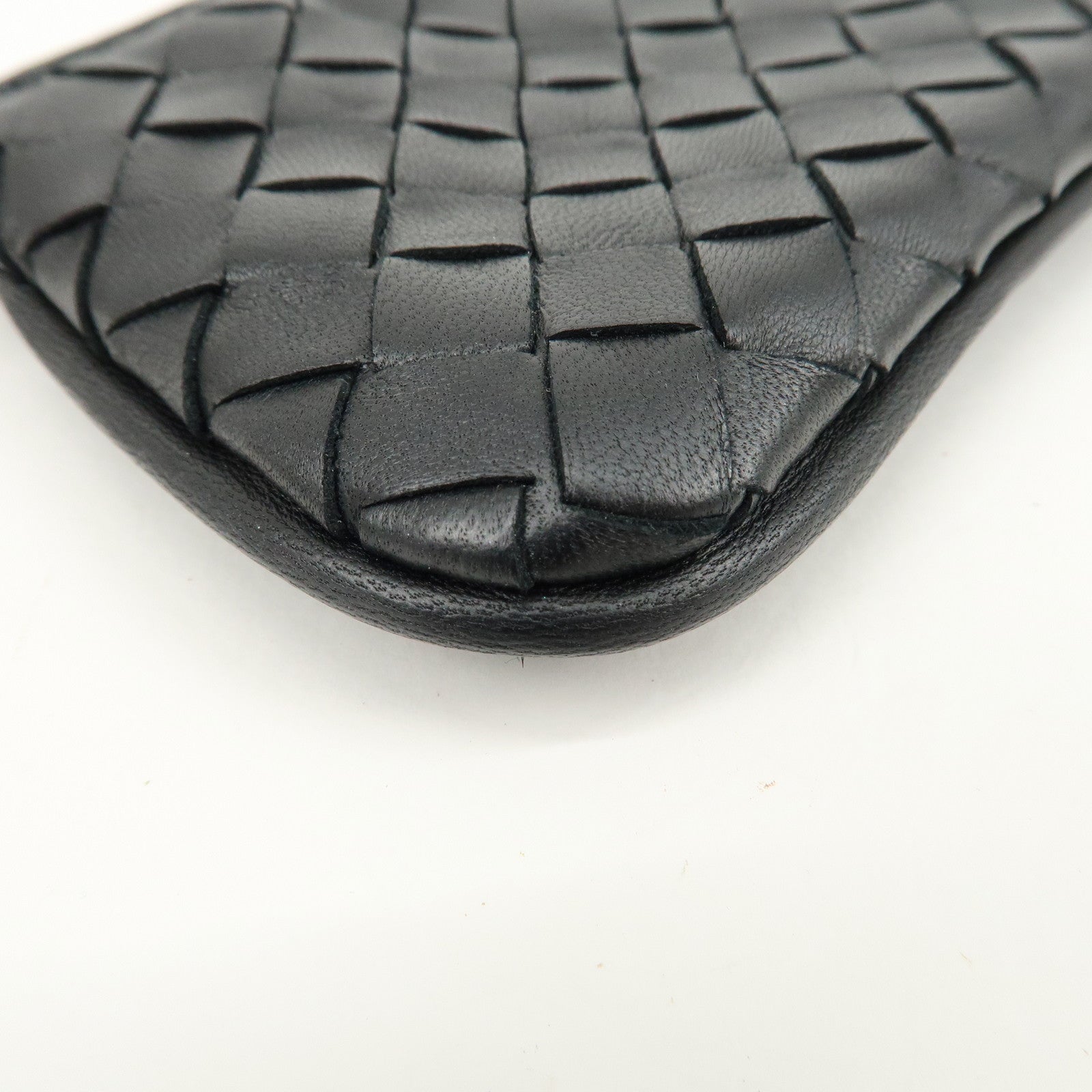 BOTTEGA VENETA Intrecciato Leather Coin Case Wallet Black