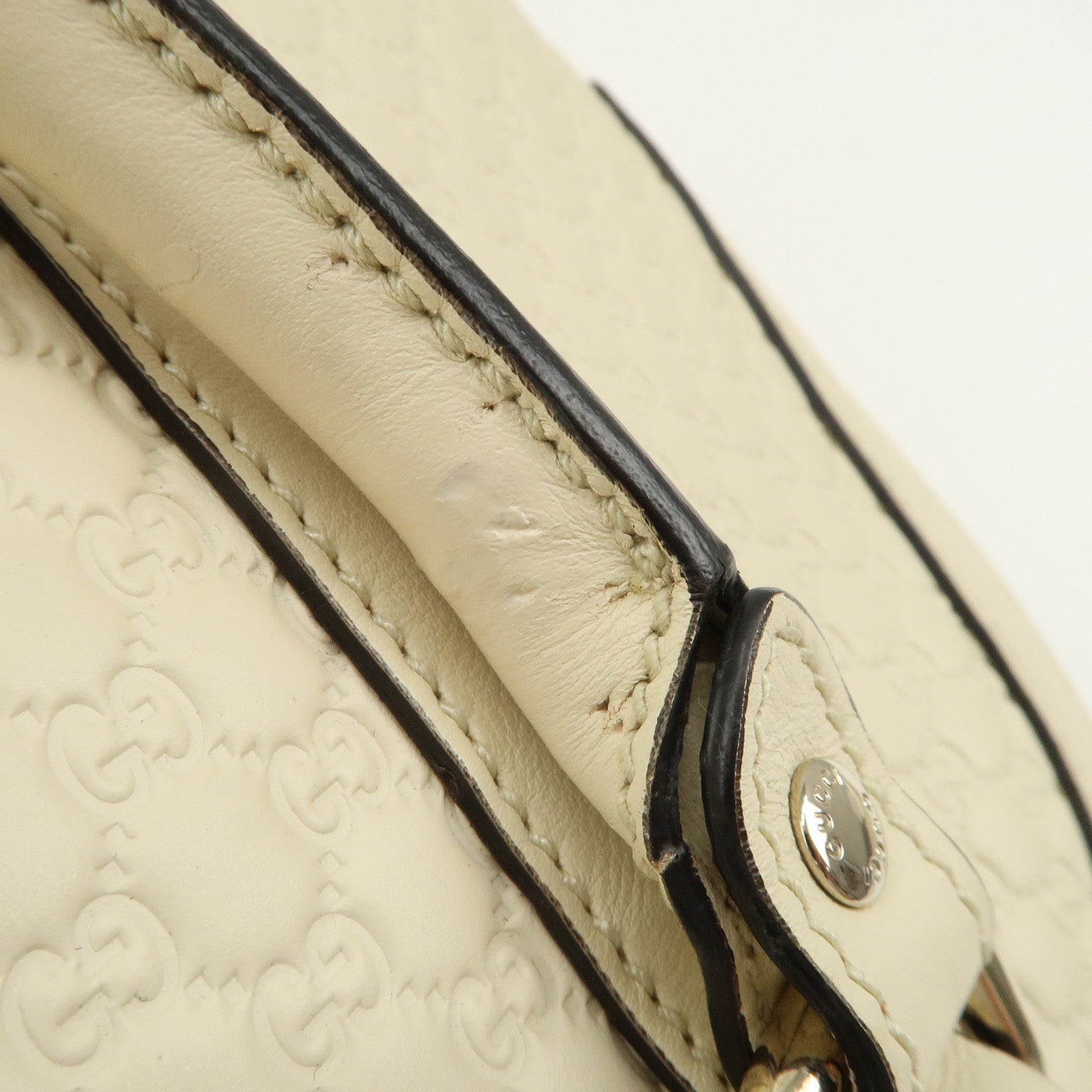 GUCCI Micro Guccissima Leather 2Way Bag Hand Bag Ivory 449663