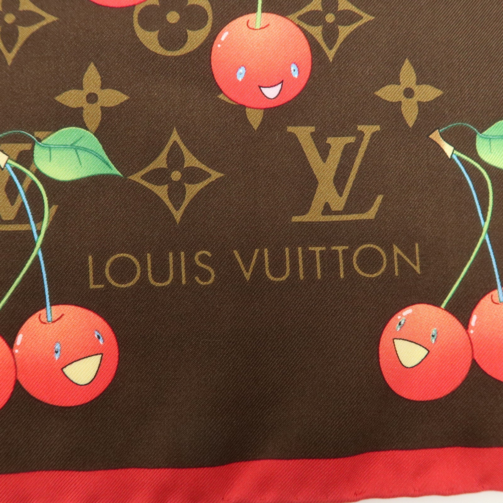 Louis Vuitton Monogram Cherry Silk 100% Scarf M71962 Used