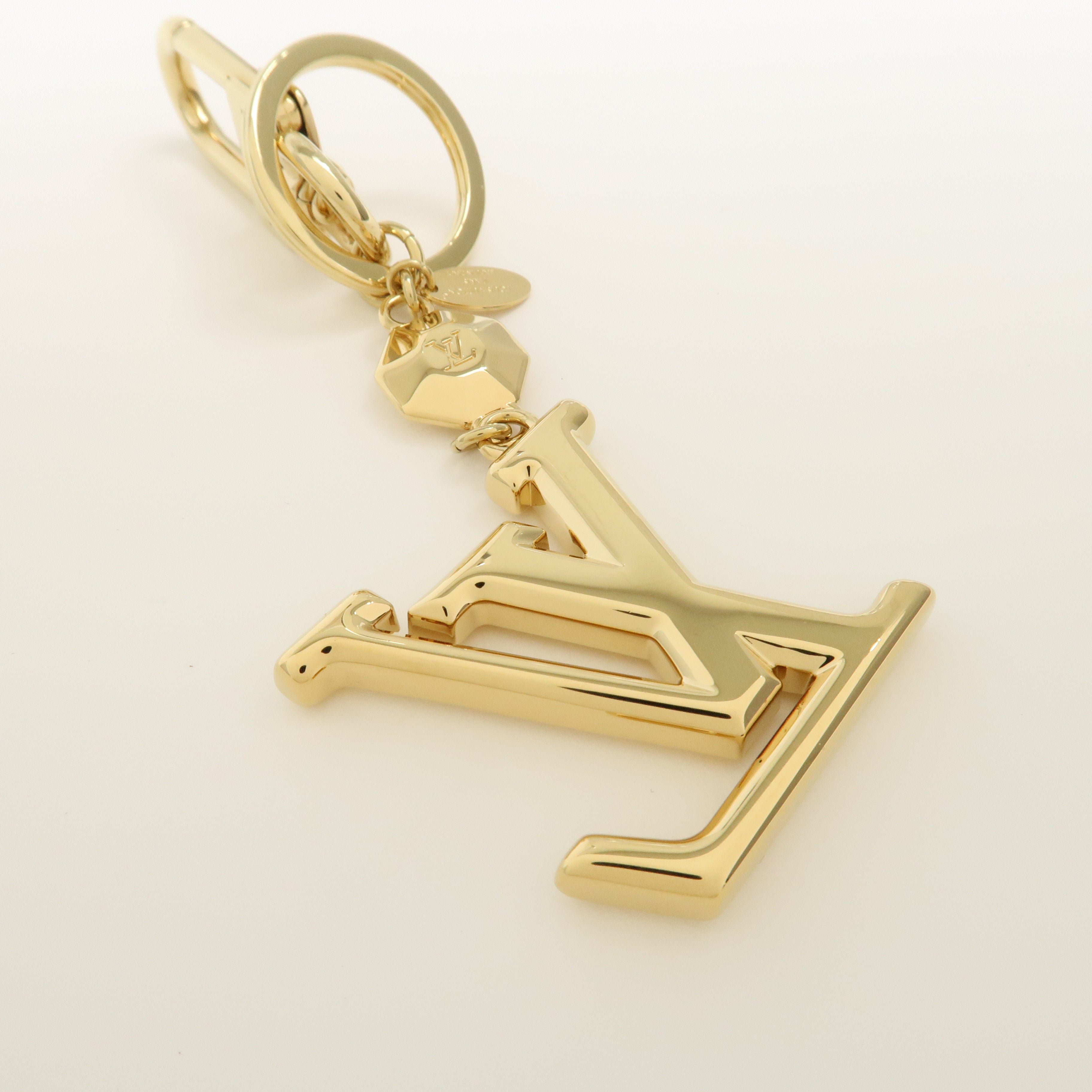 Louis Vuitton Key Holder LV Facettes Gold Bag Charm M65216 Used