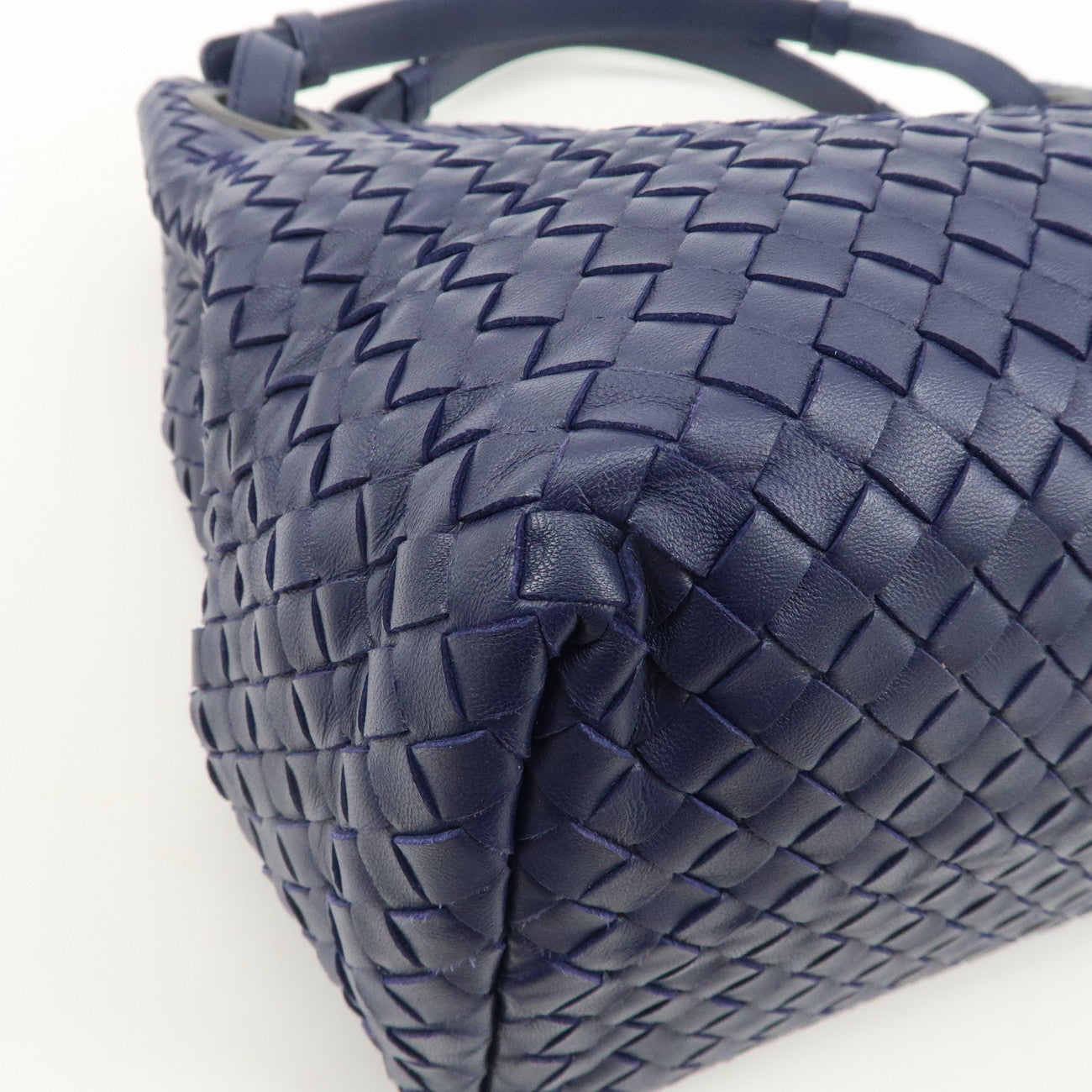 BOTTEGA VENETA Intrecciato  Leather Shoulder Bag Tote Bag Navy