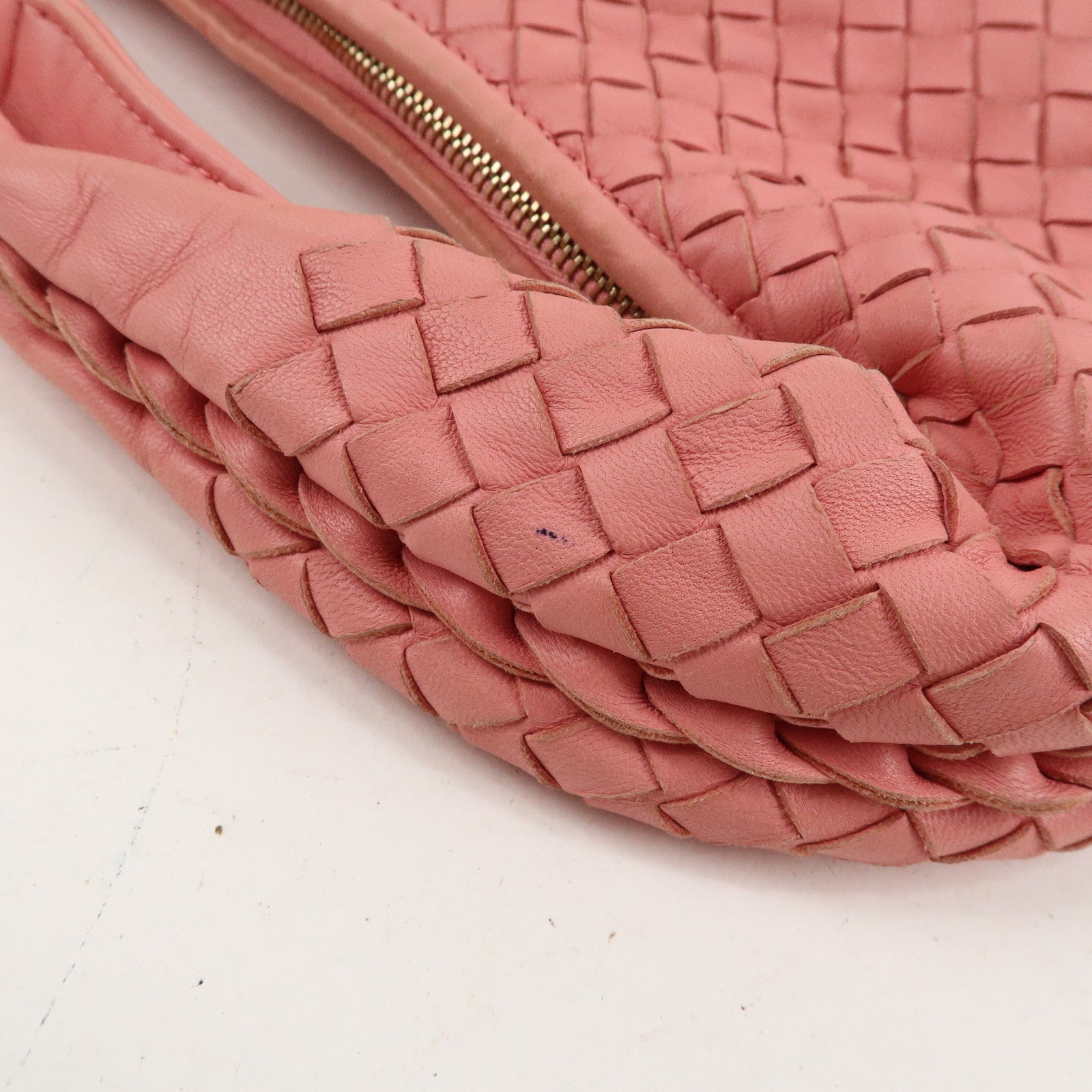 BOTTEGA VENETA Hobo Intrecciato Leather Shoulder Bag Pink 115653