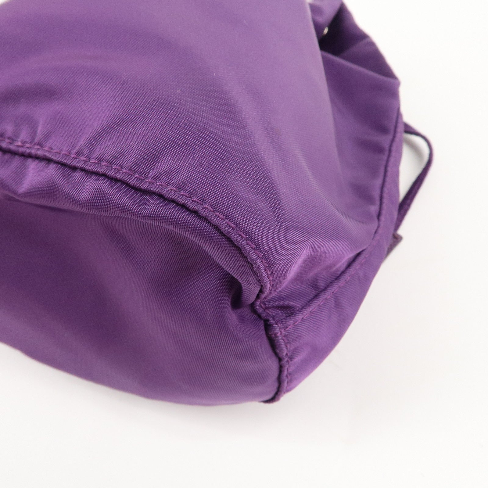 PRADA Nylon Leather Drawstring Pouch Purple 1NA369