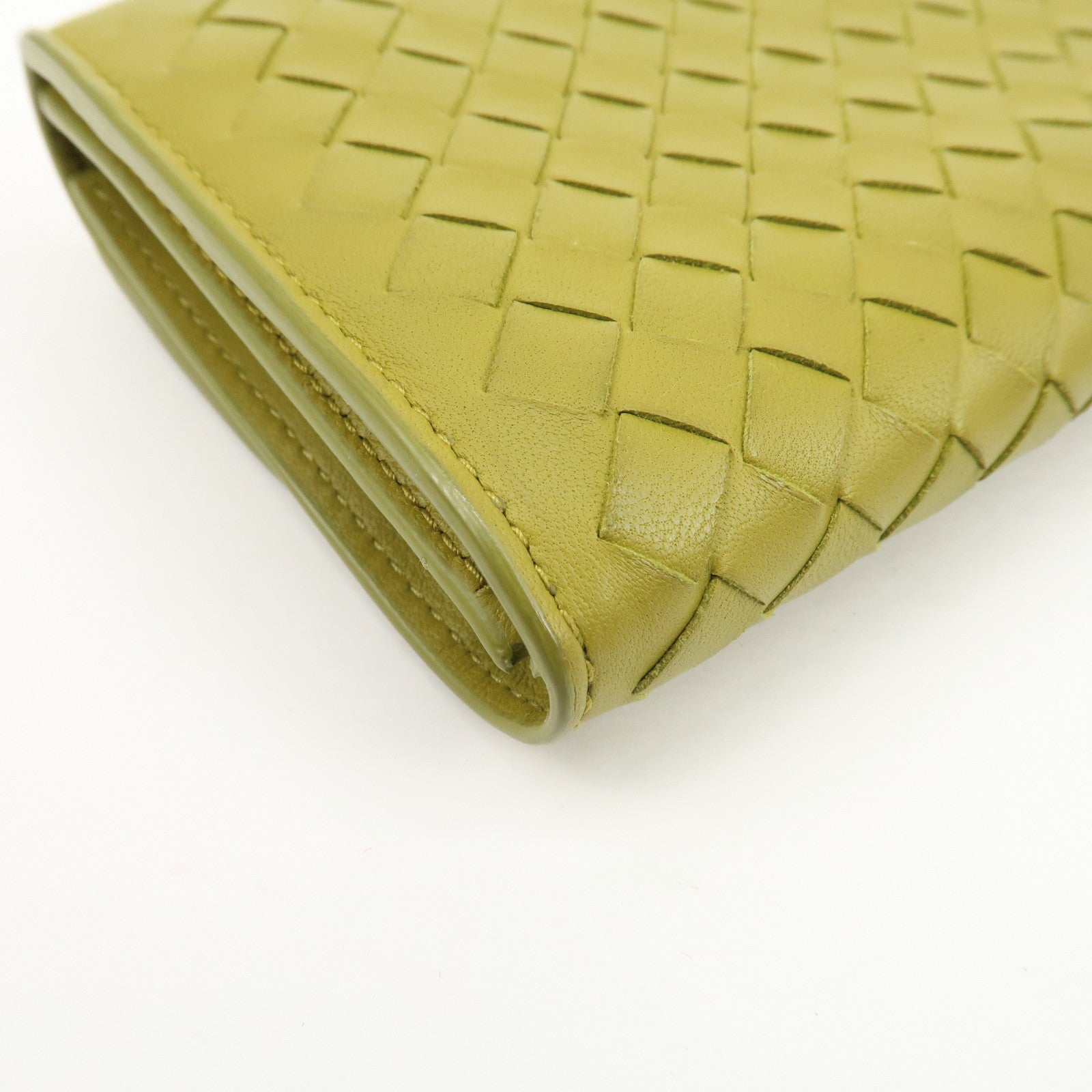 BOTTEGA VENETA Intrecciato Leather Bi-fold Long Wallet Yellow