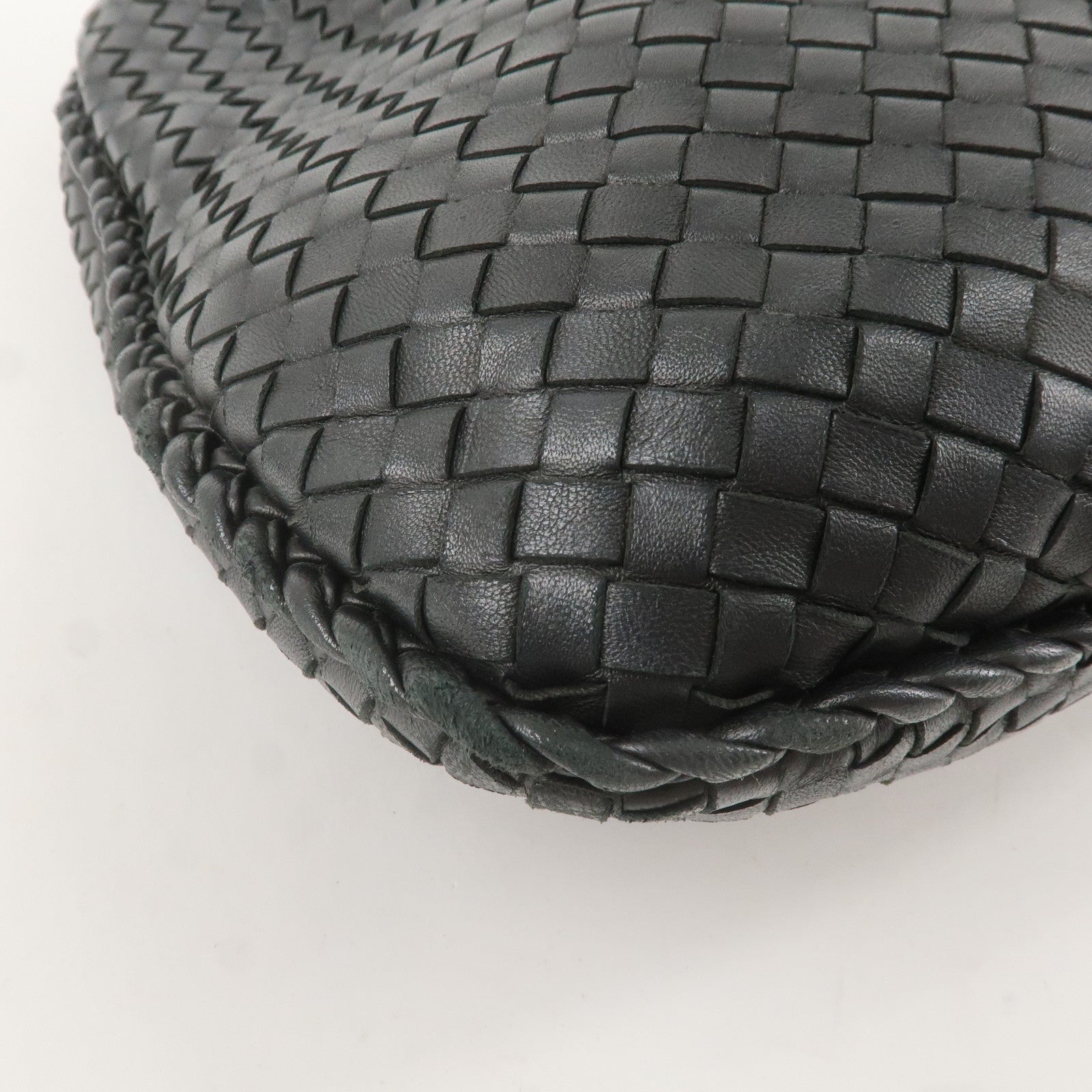 BOTTEGA VENETA Intrecciato Leather Shoulder Bag  Black