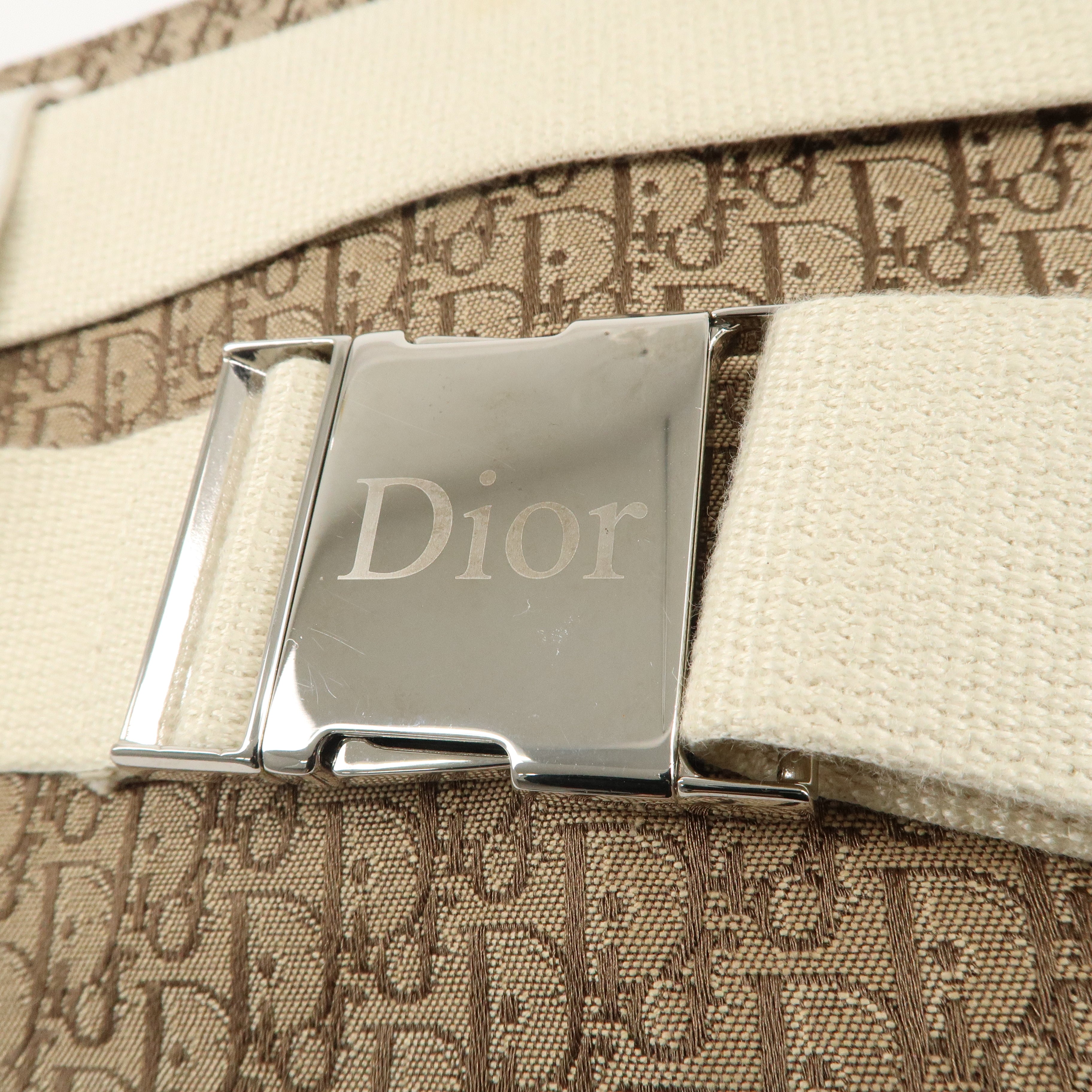 Christian Dior Trotter Canvas Leather Waist Bag Brown Ivory