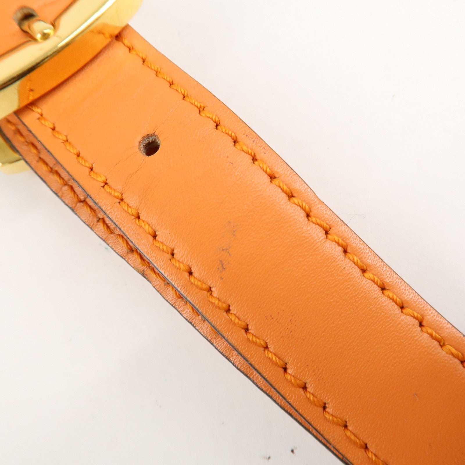 CELINE Leather Shoulder Bag Orange Used