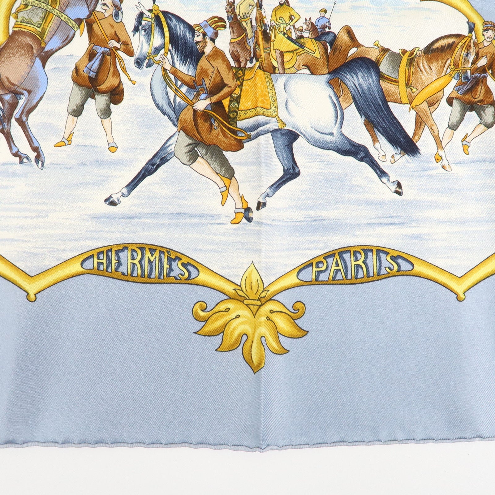 HERMES Carre 90 Silk 100%  Scarf Les Chevaux Des Moghols