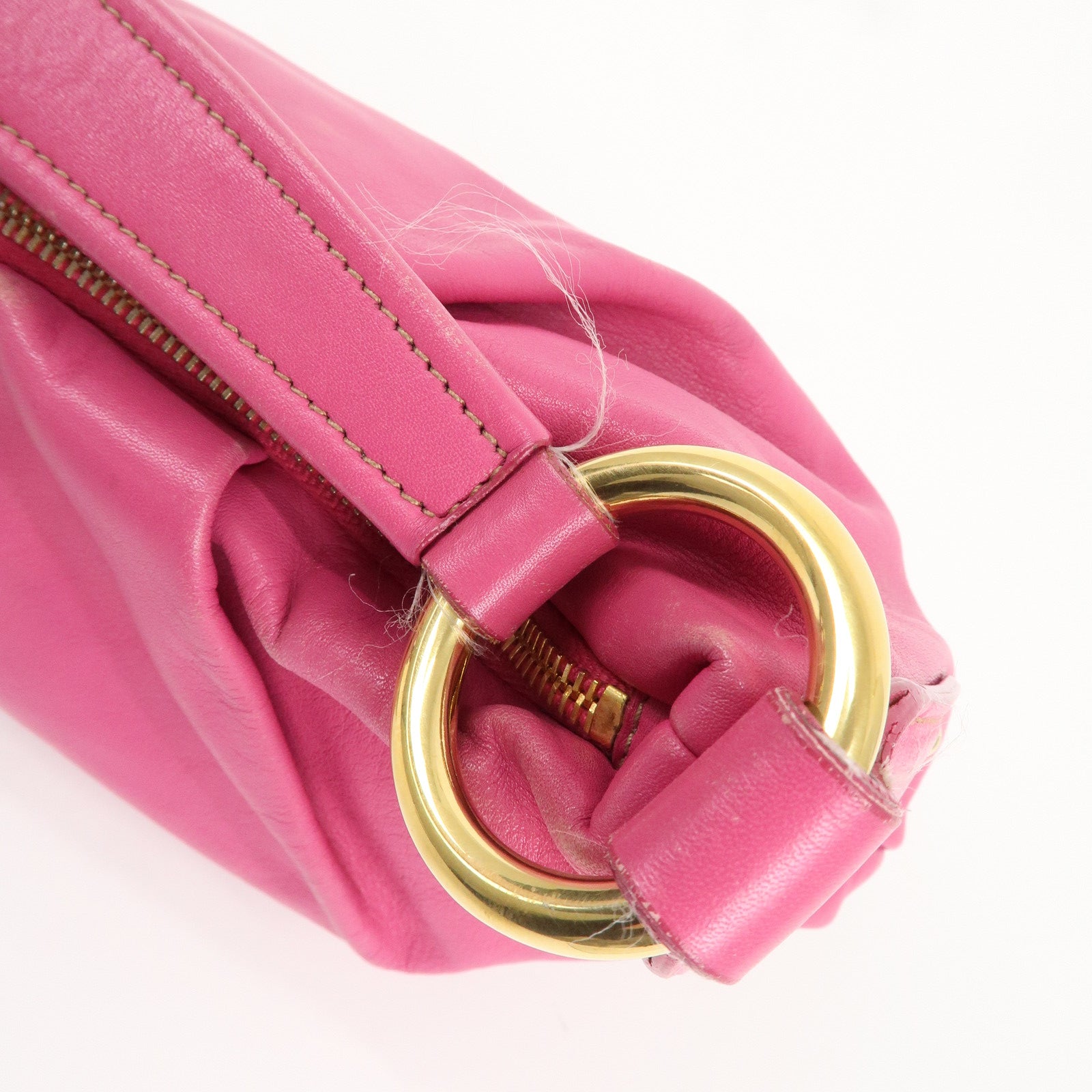 PRADA Leather Shoulder Bag Pink Gold Hardware BR4111