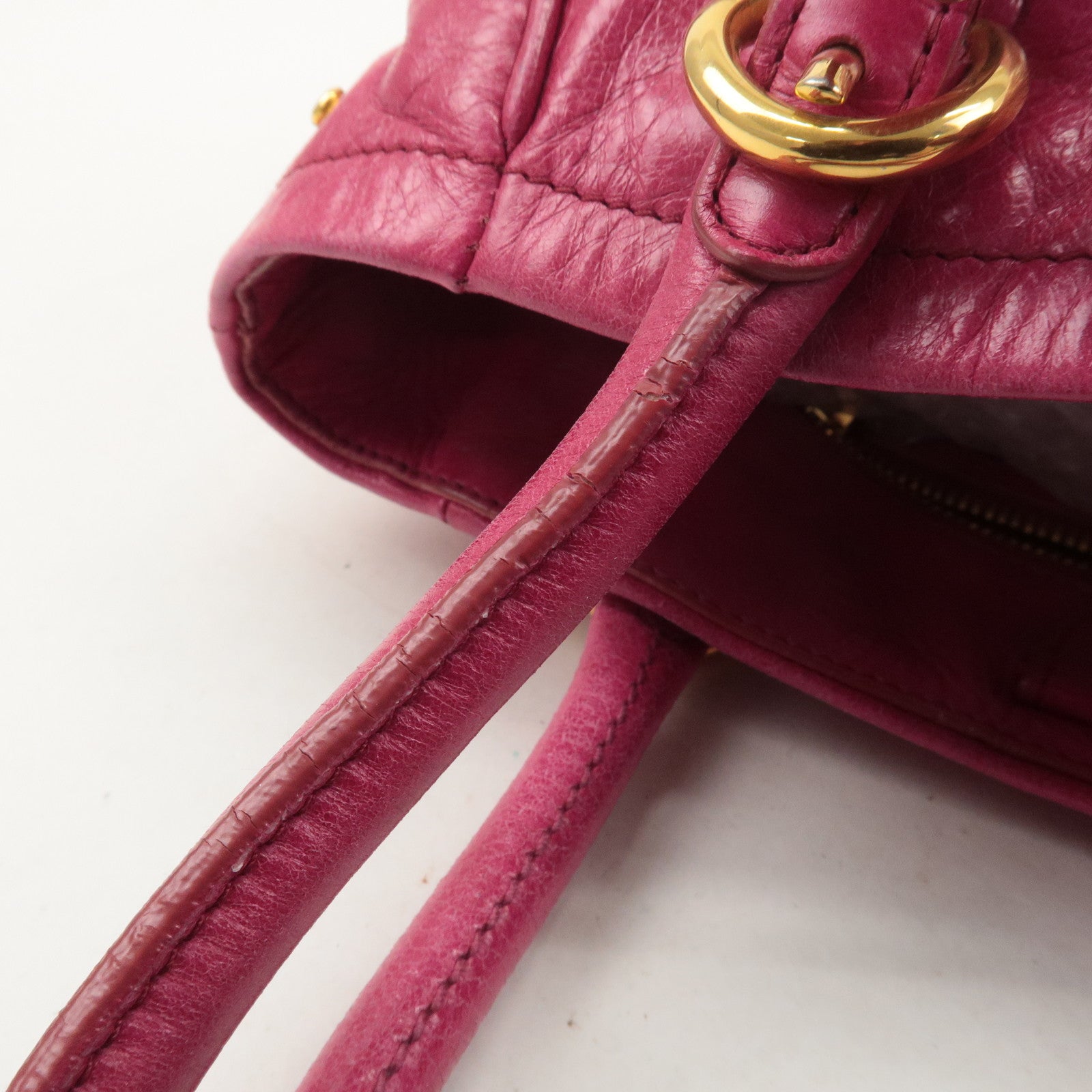 MIU MIU Leather 2WAY Bag Hand Bag Shoulder Bag Pink