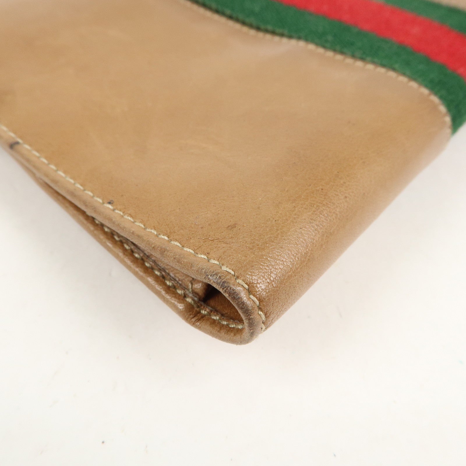 GUCCI Old Gucci Sherry Leather Trifold Wallet Beige