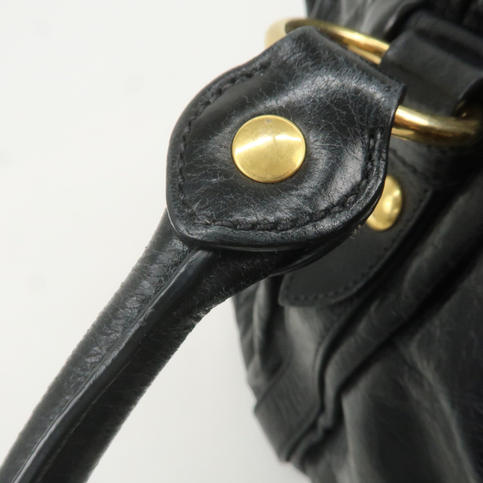 MIU MIU Leather 2WAY Bag Hand Bag Black