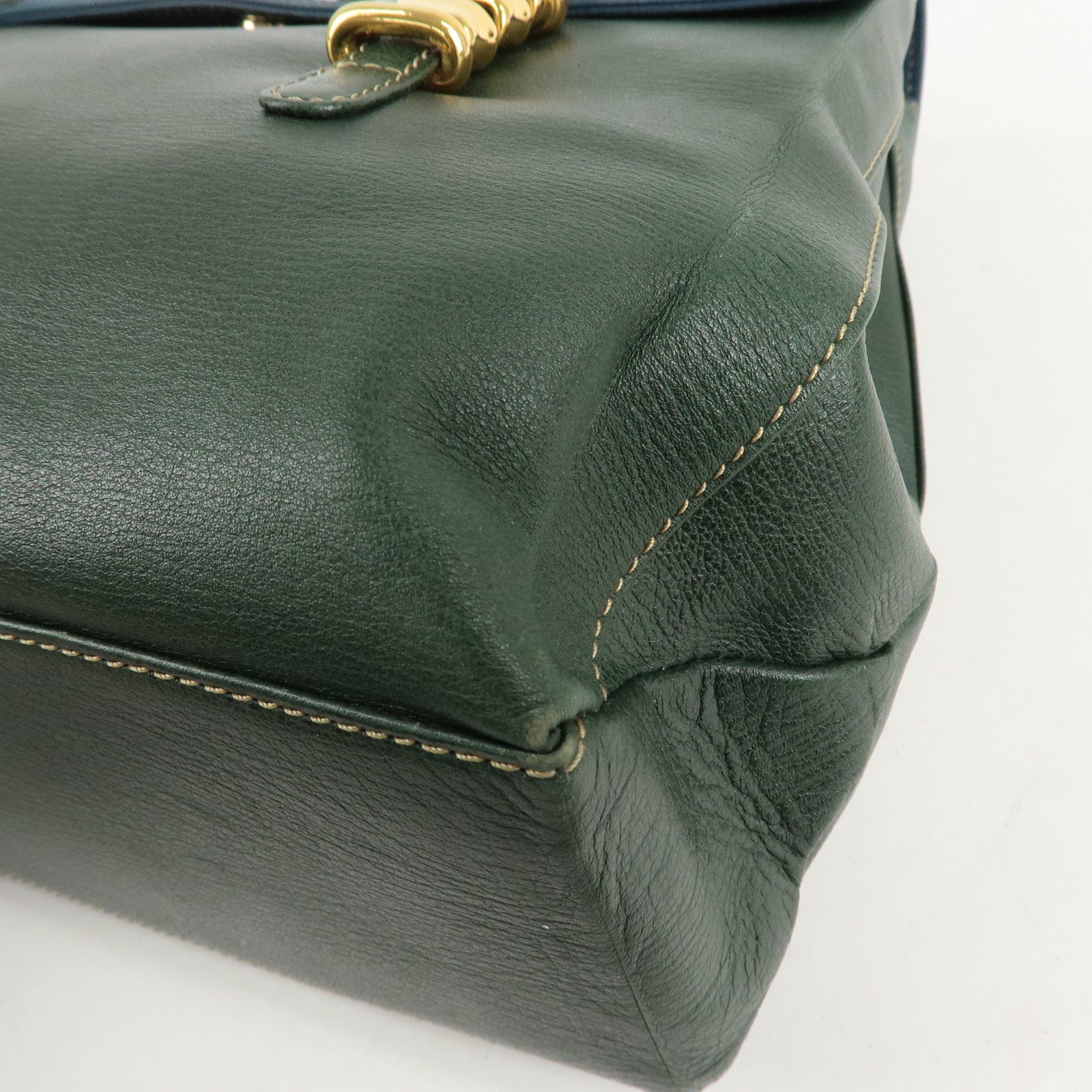 LOEWE Velazquez Suede Leather Shoulder Bag Green Blue