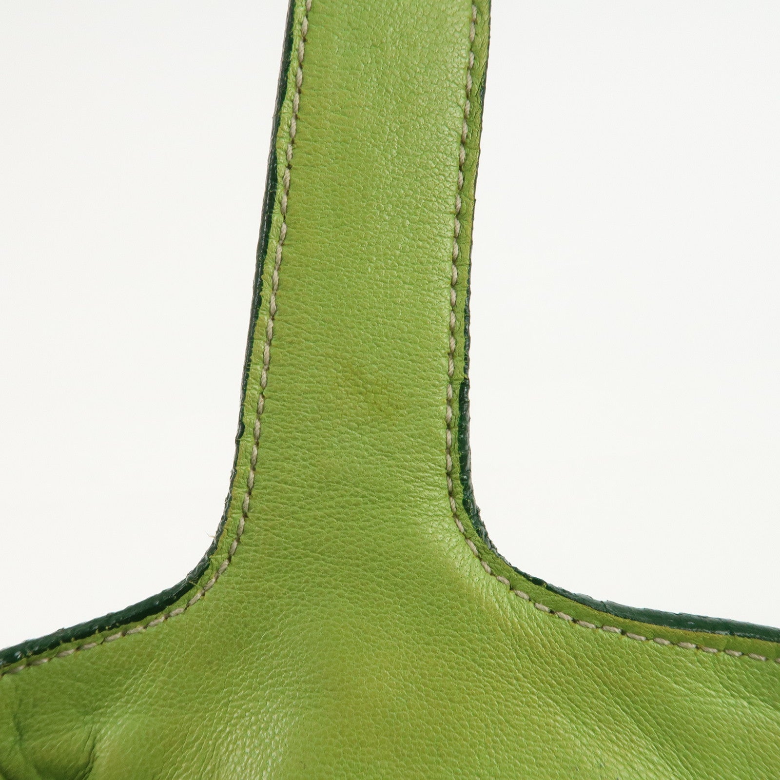 PRADA Logo Leather Tassel Shoulder Bag Hand Bag Green Used