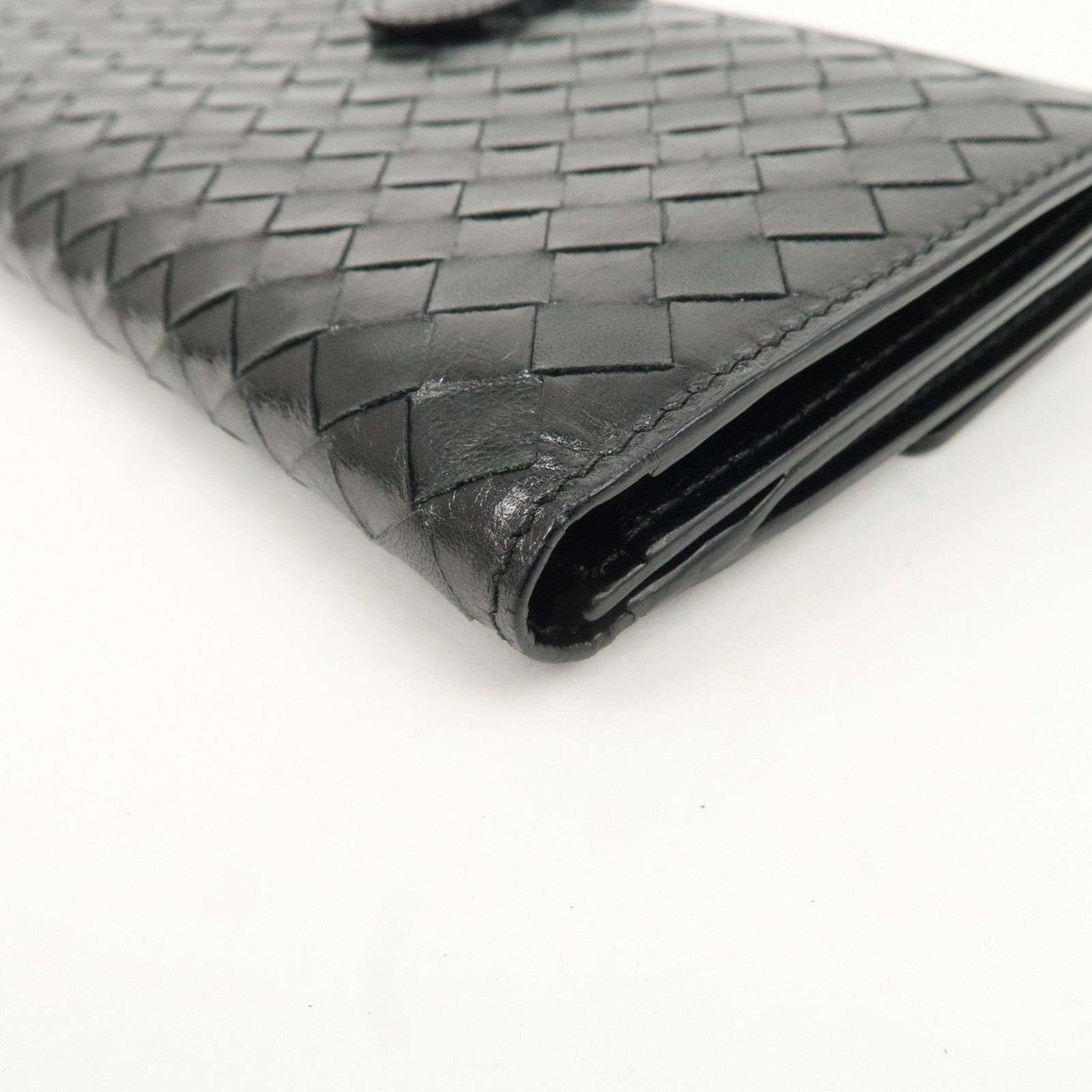 BOTTEGA VENETA Intrecciato Leather W Hook Bifold Wallet Black