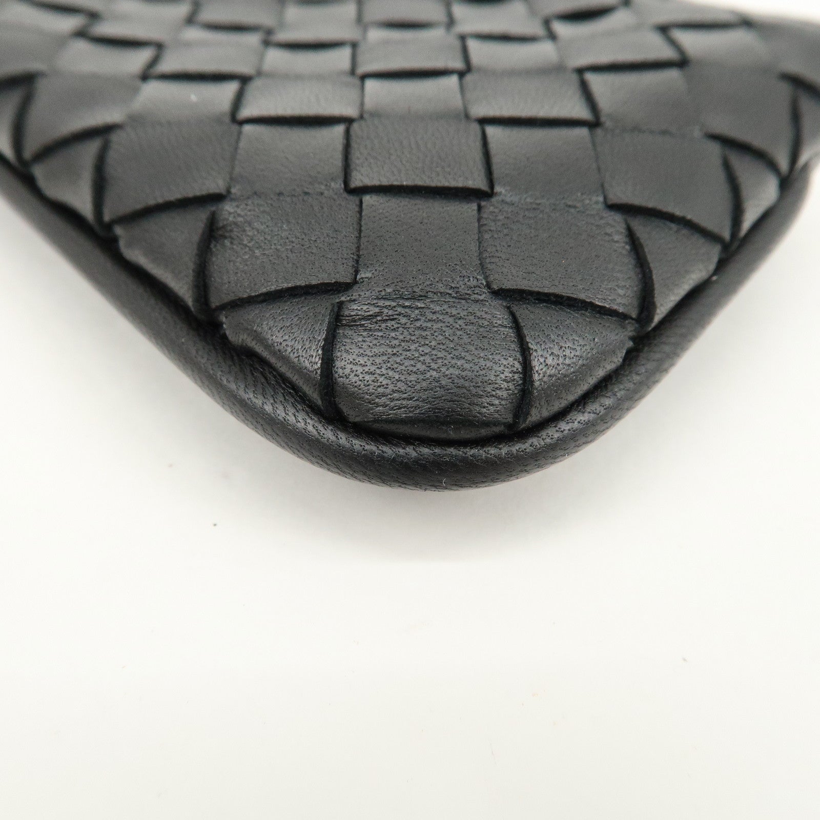 BOTTEGA VENETA Intrecciato Leather Coin Case Wallet Black