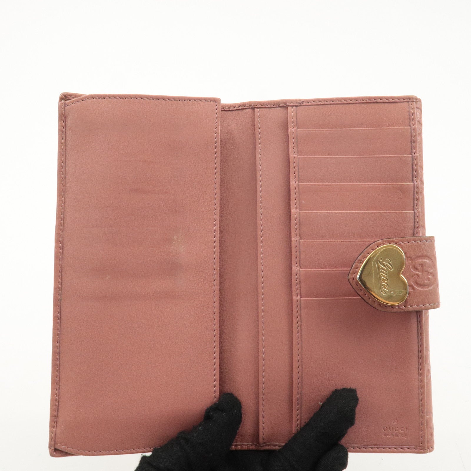 GUCCI Set of 2 Long Wallet Silver Pink 212110 20355