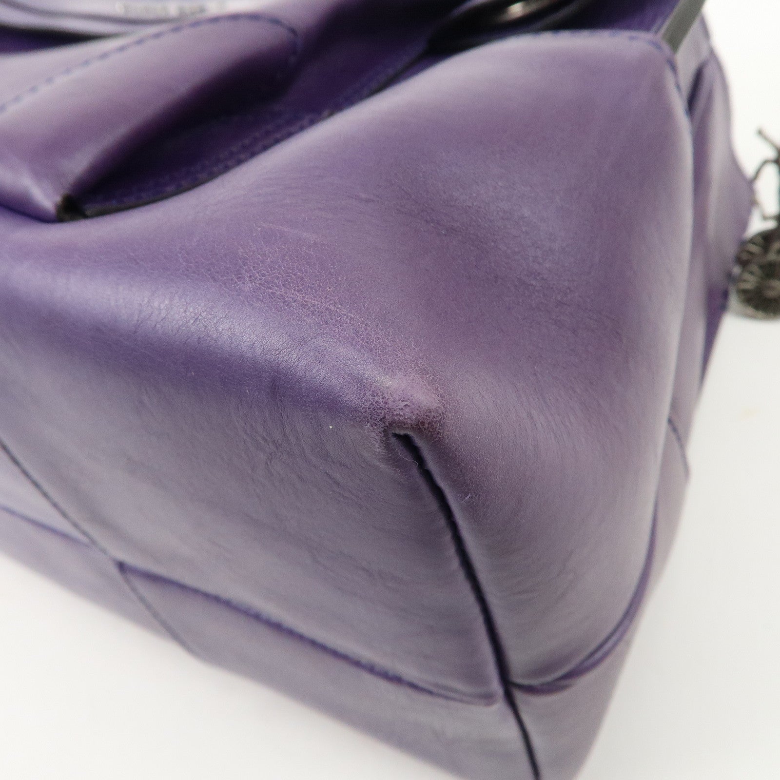 CELINE Leather Boogie Bag Hand Bag Purple