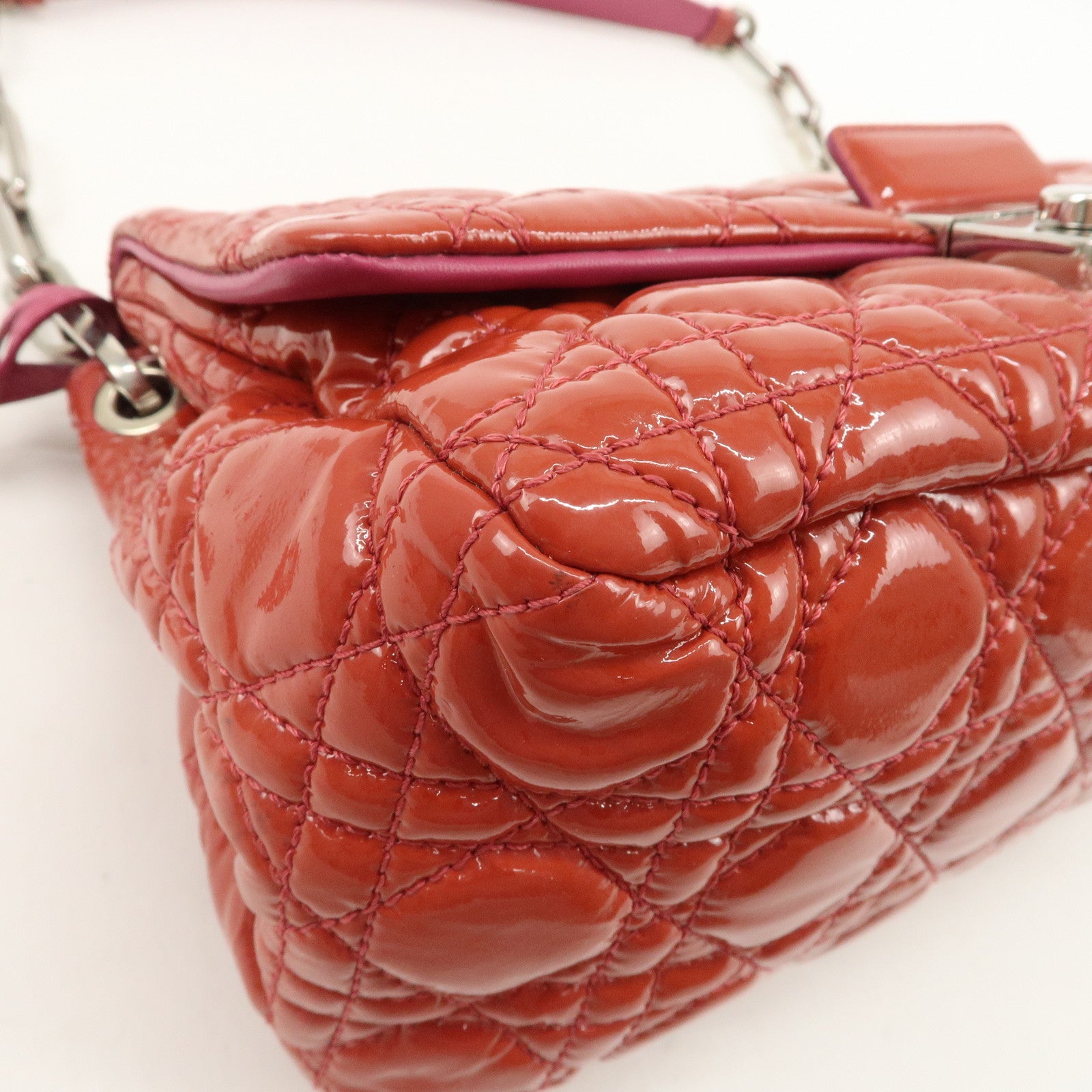 Christian Dior Cannage Patent Leather Chain Shoulder Bag