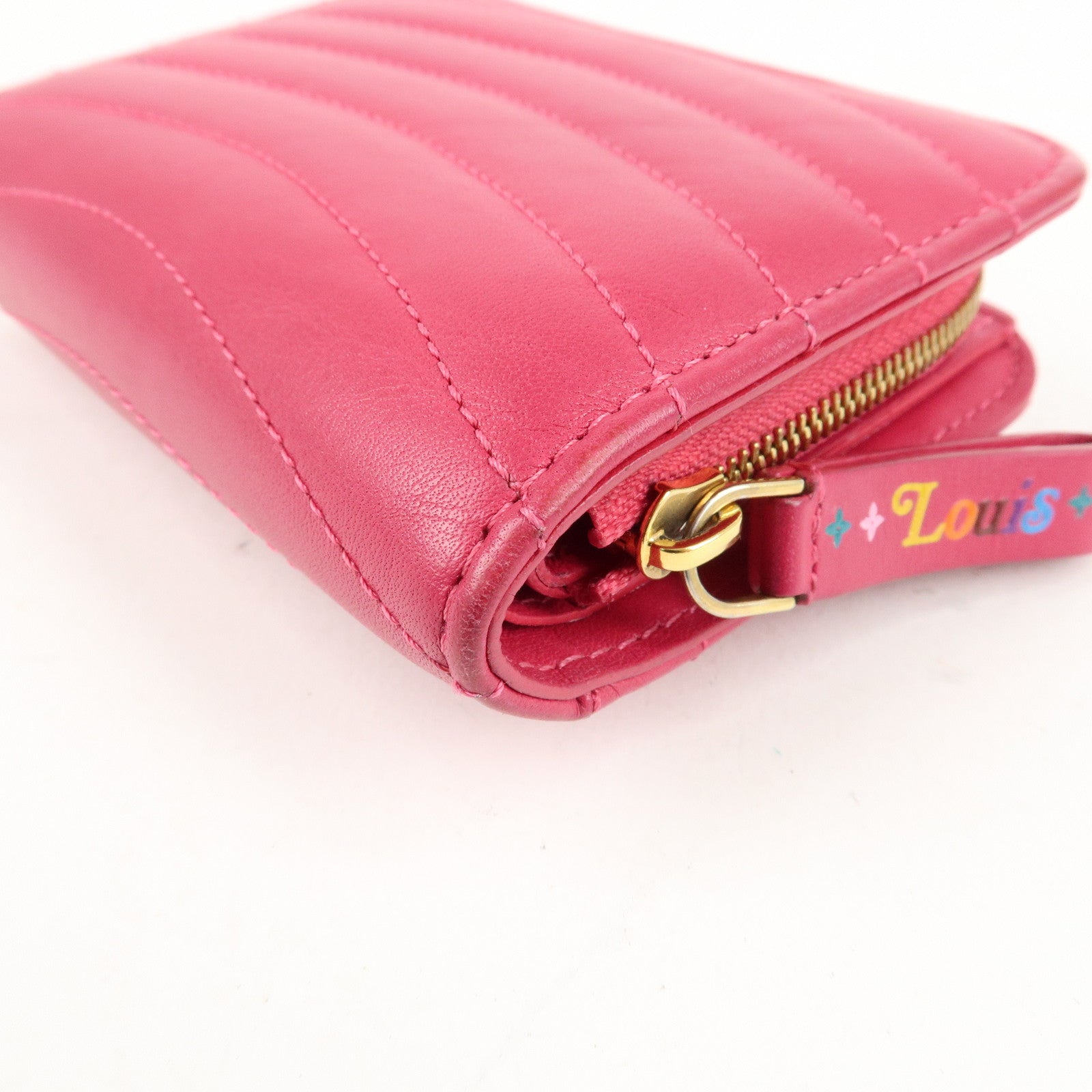 Louis Vuitton New Wave Leather Bi-Fold Compact Wallet Freesia Pink