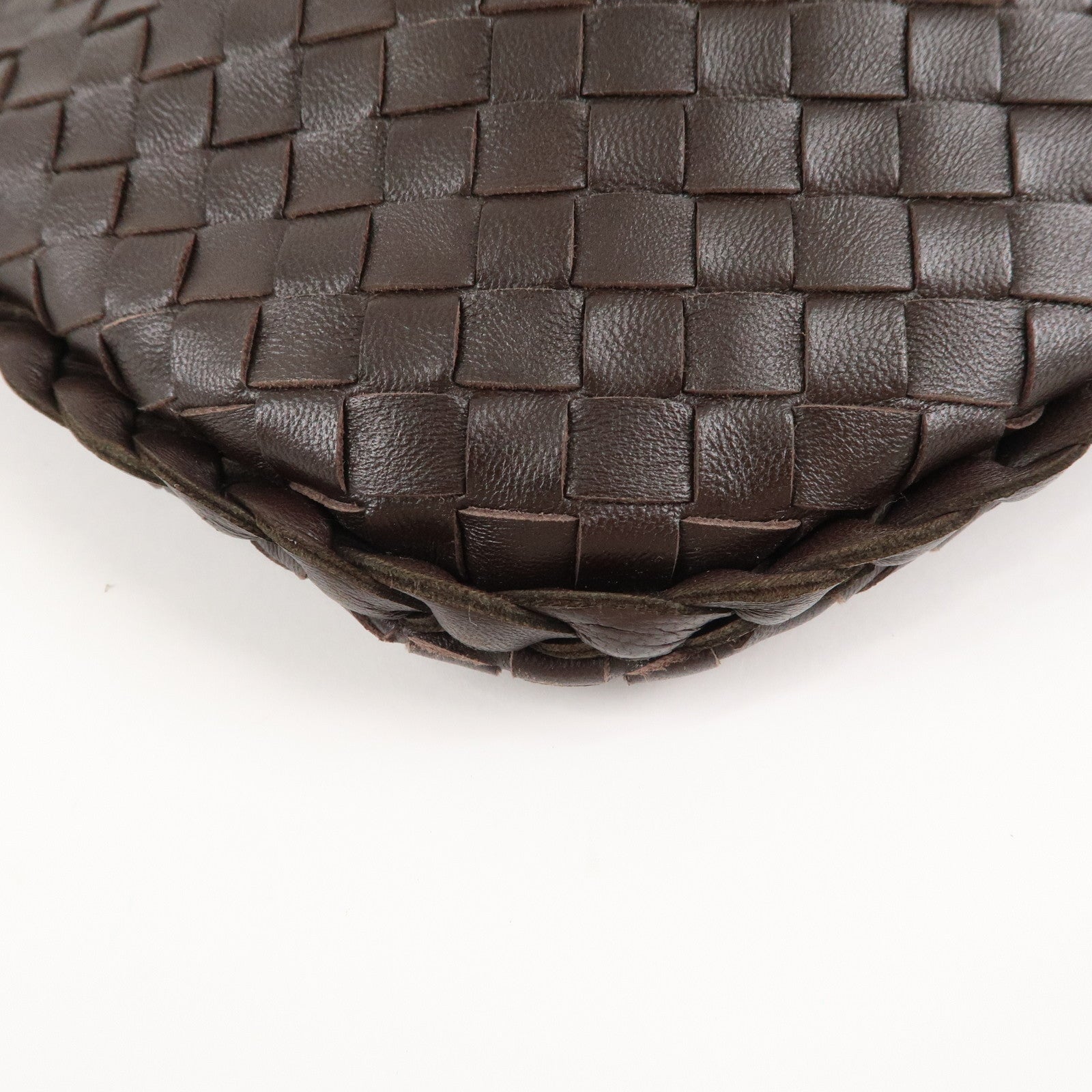 BOTTEGA VENETA Intrecciato Leather Shoulder Bag Dark Brown 115653