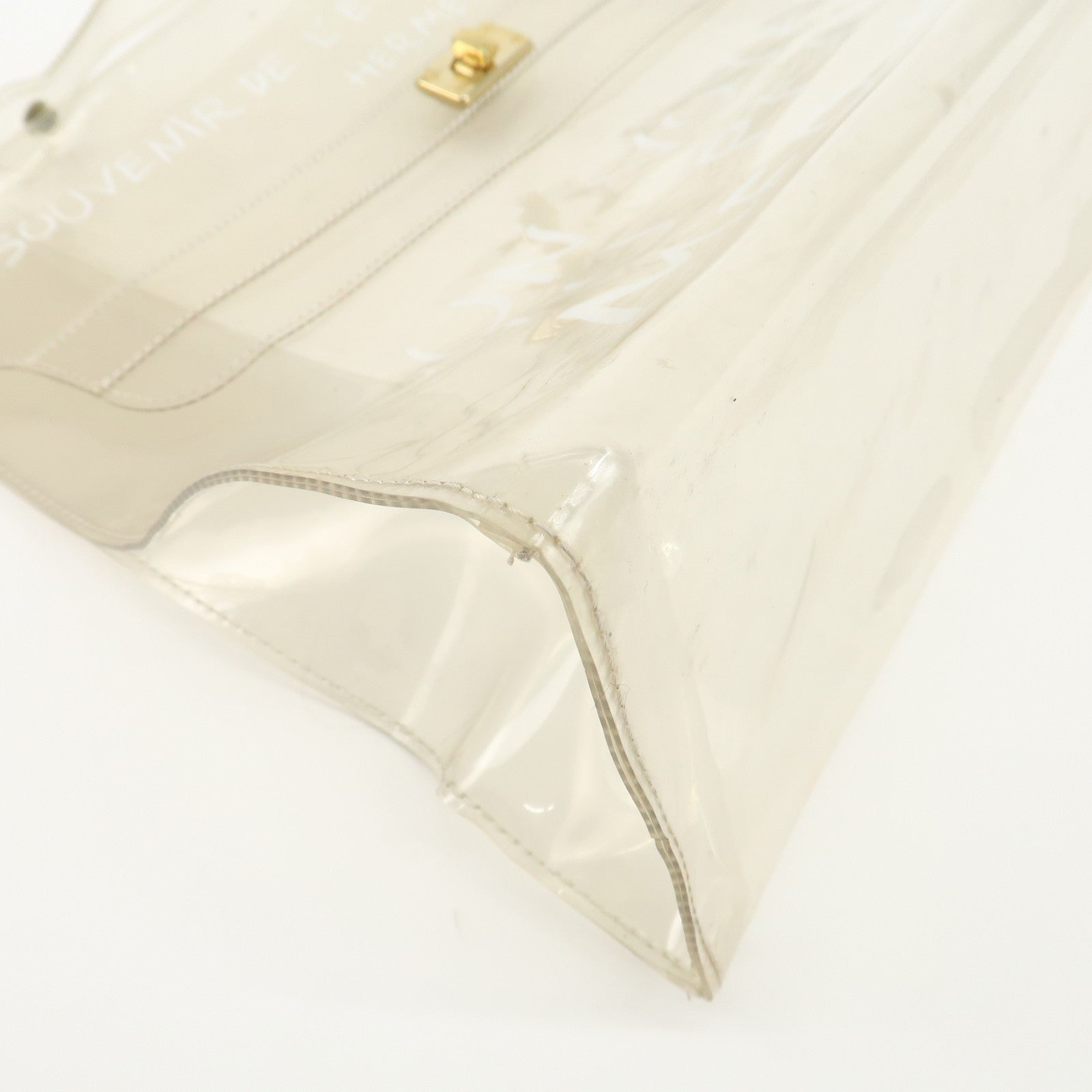 HERMES Vinyl Kelly Hand Bag Clear Transparet Gold Hardware Used