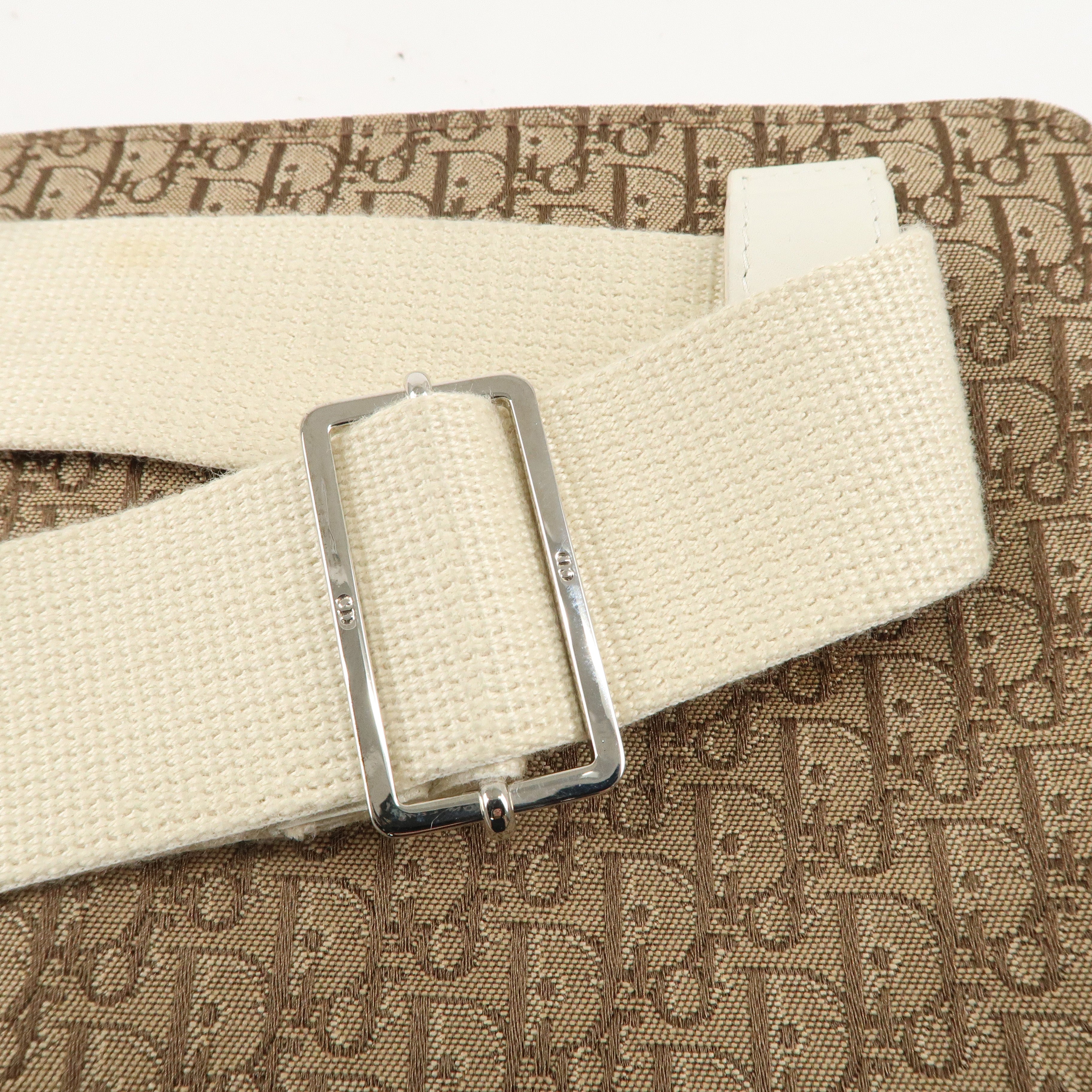 Christian Dior Trotter Canvas Leather Waist Bag Brown Ivory