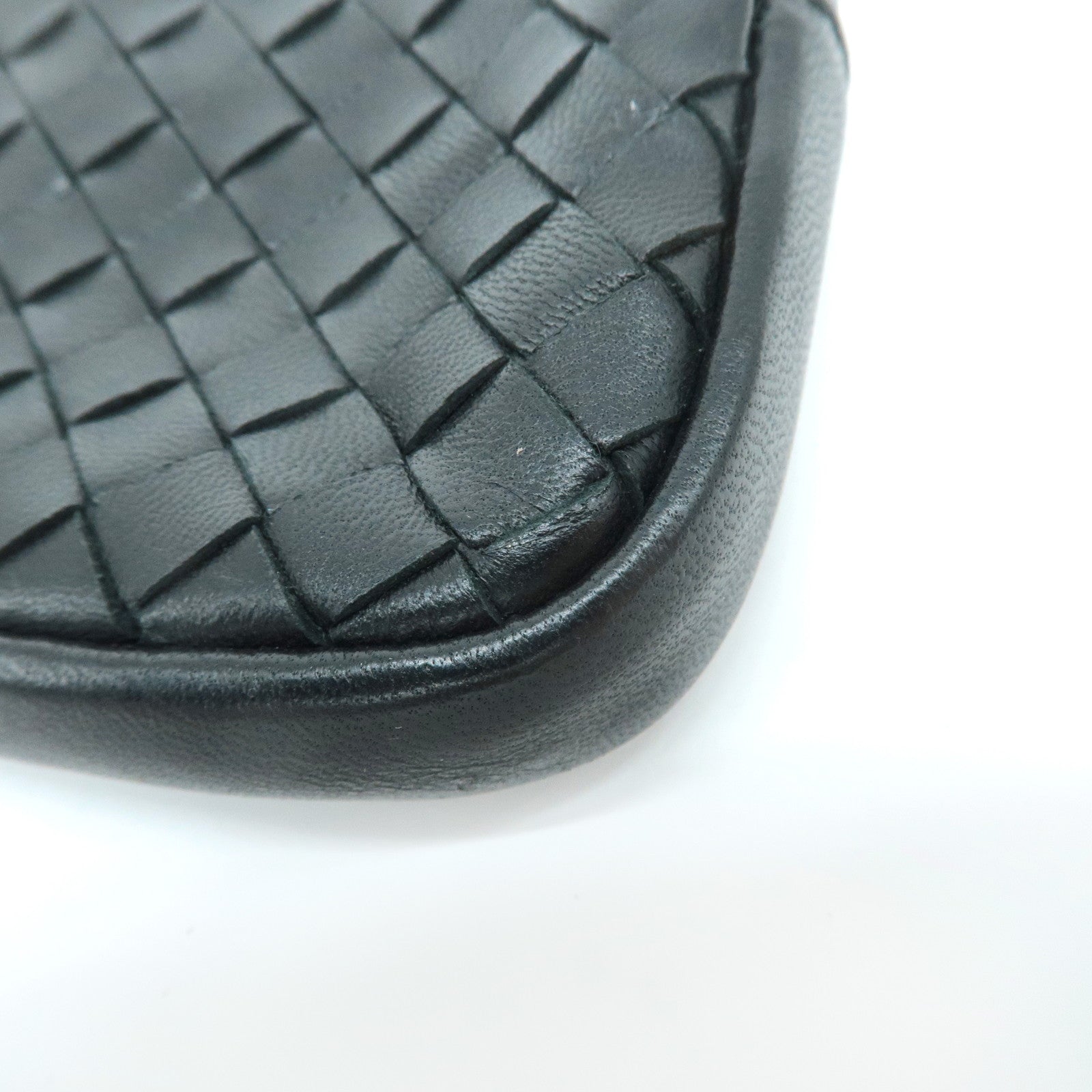 BOTTEGA VENETA Intrecciato Leather Coin Case Black 233808