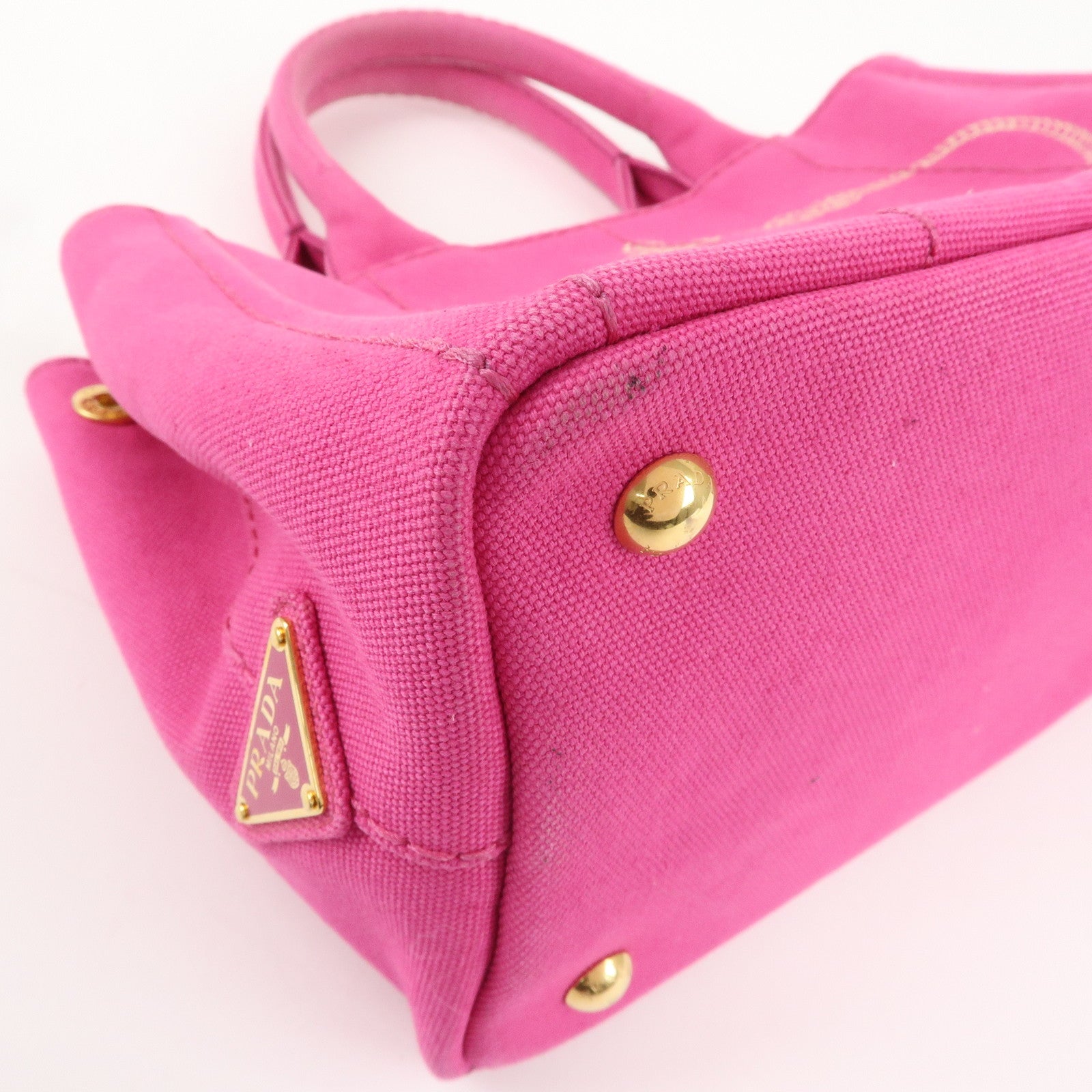 PRADA Canapa Mini Canvas 2Way Bag Hand Bag Pink 1BG439