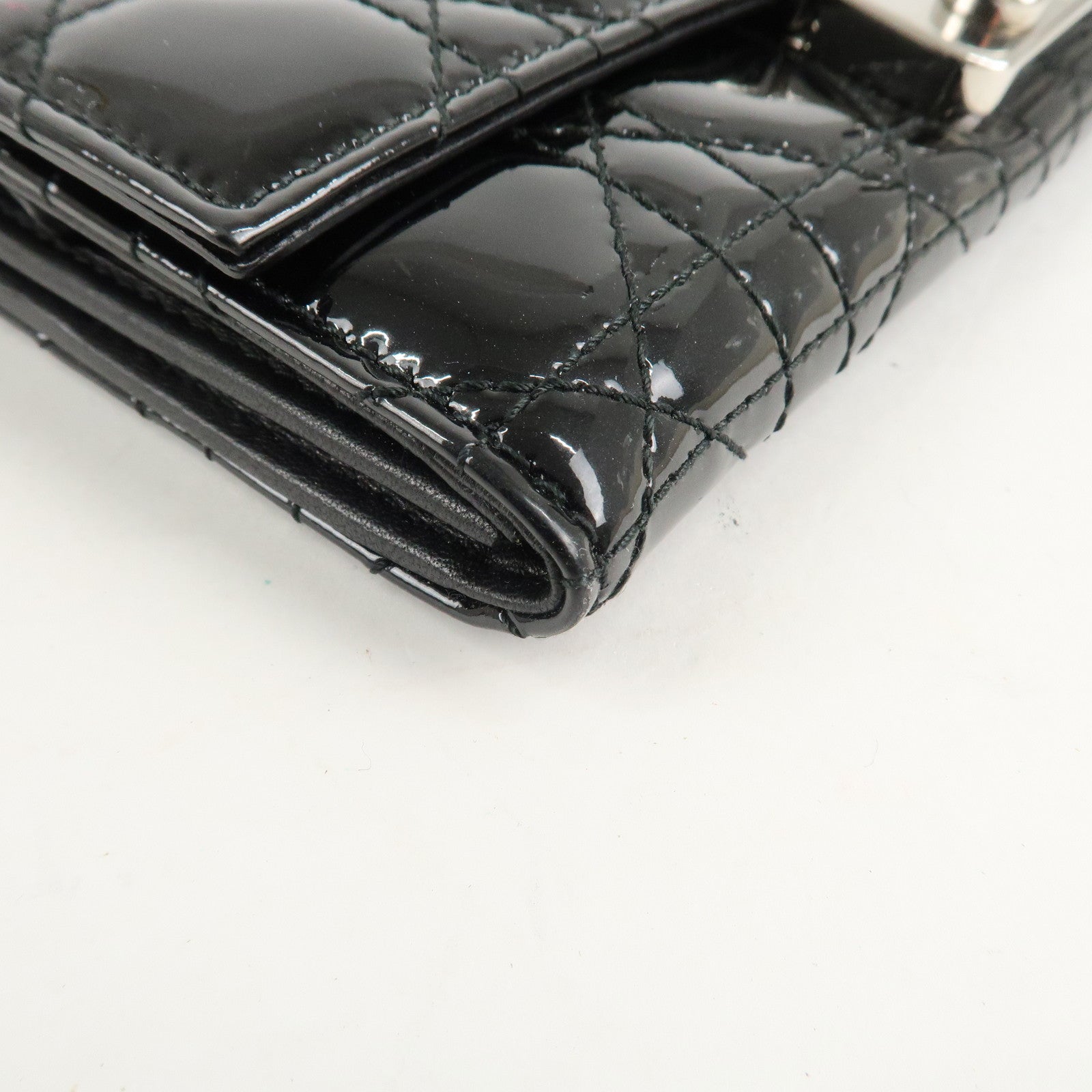 Christian Dior New Lock Cannage Patent Leather Chain Long Wallet