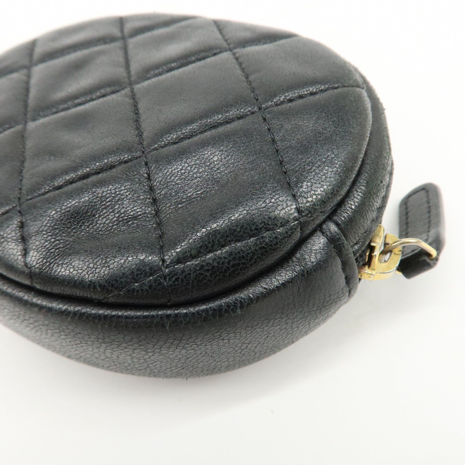 CHANEL Matelasse Lamb Skin COCO Mark Coin Case Black Used