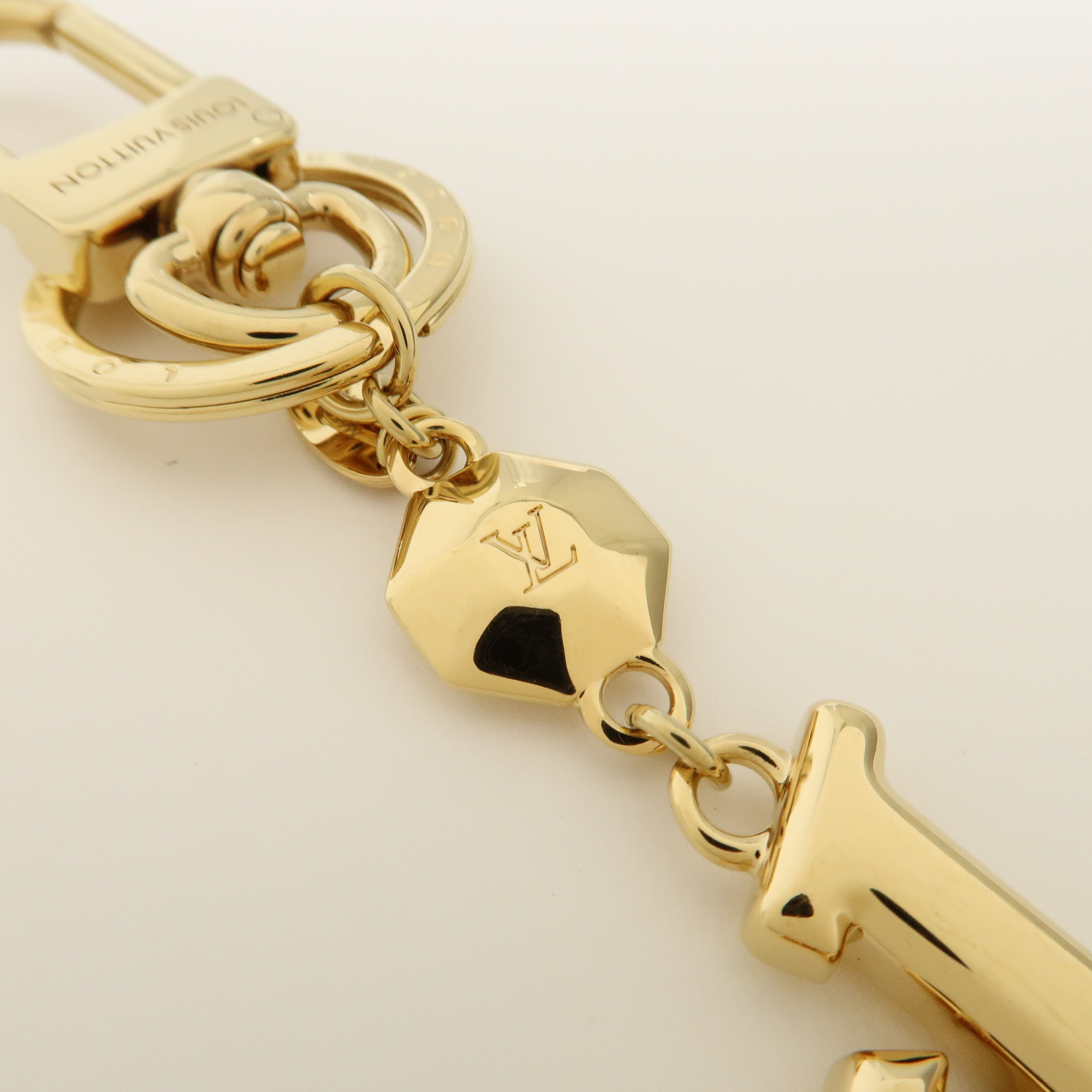 Louis Vuitton Key Holder LV Facettes Gold Bag Charm M65216 Used