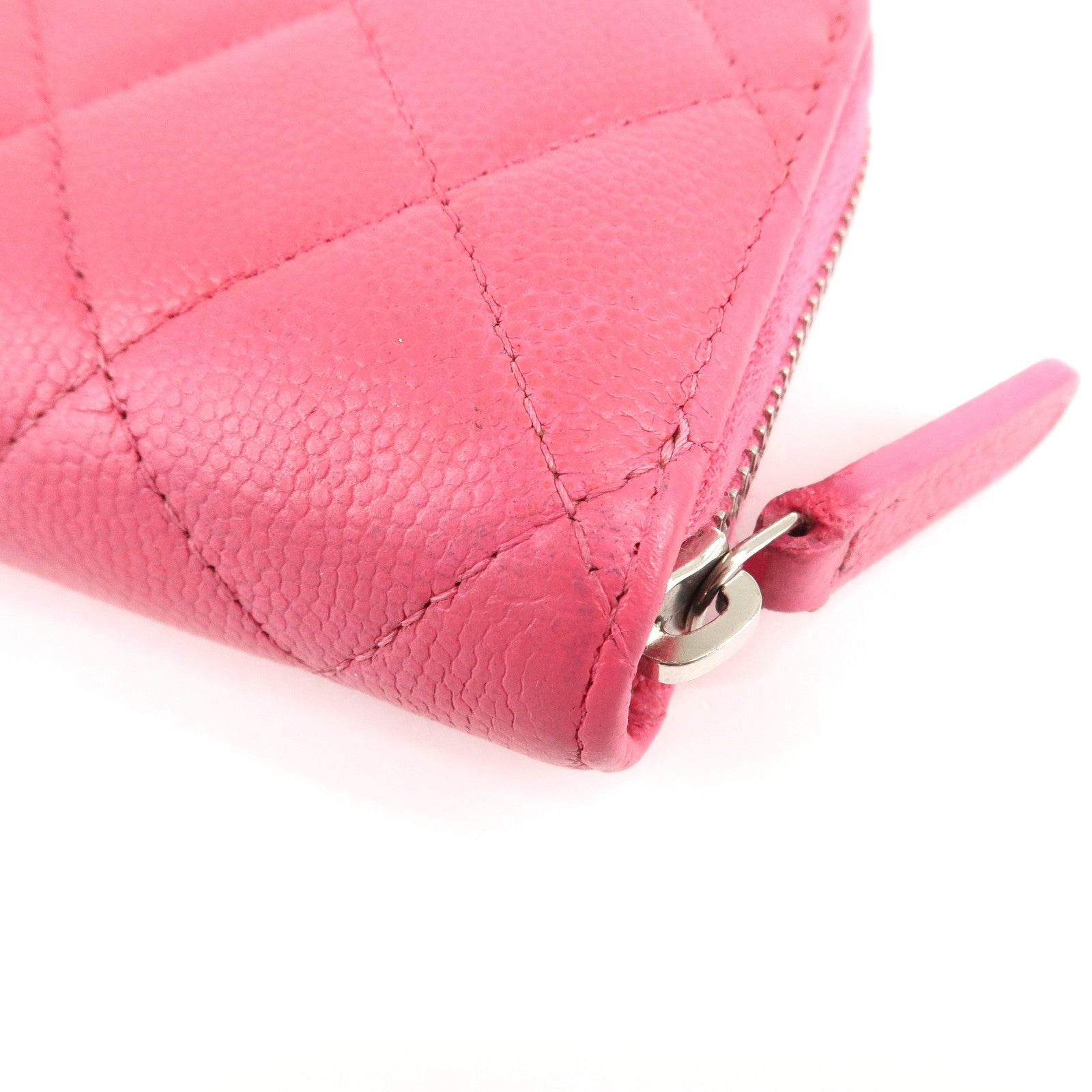 CHANEL Matelasse Caviar Skin Zippy Around Coin Purse Pink