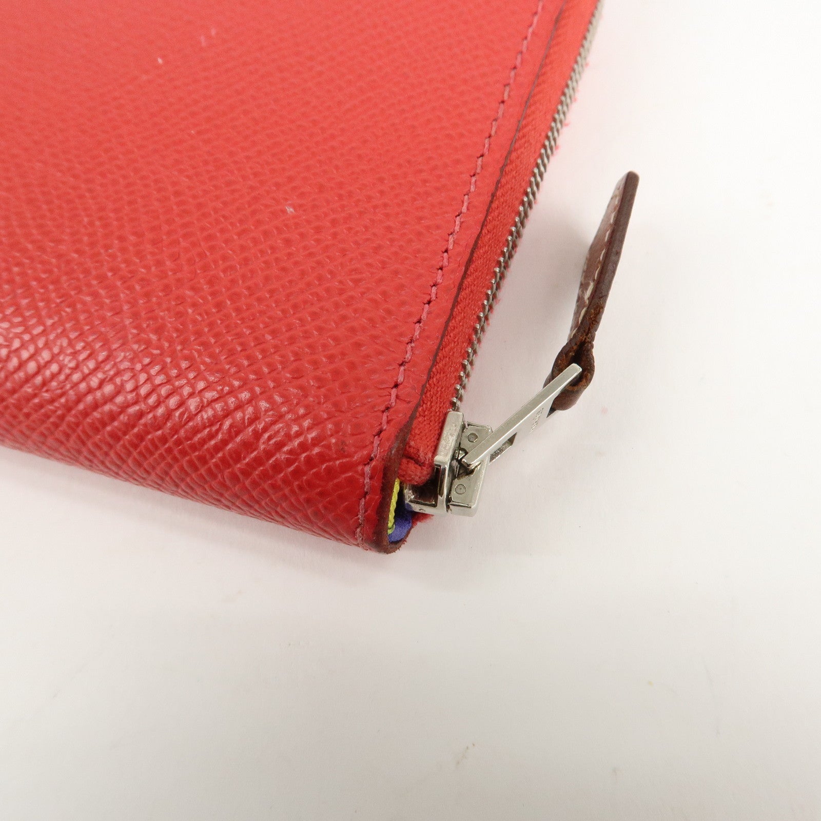 HERMES Leather Veau Epsom Azap Long Silkin Wallet Red Used