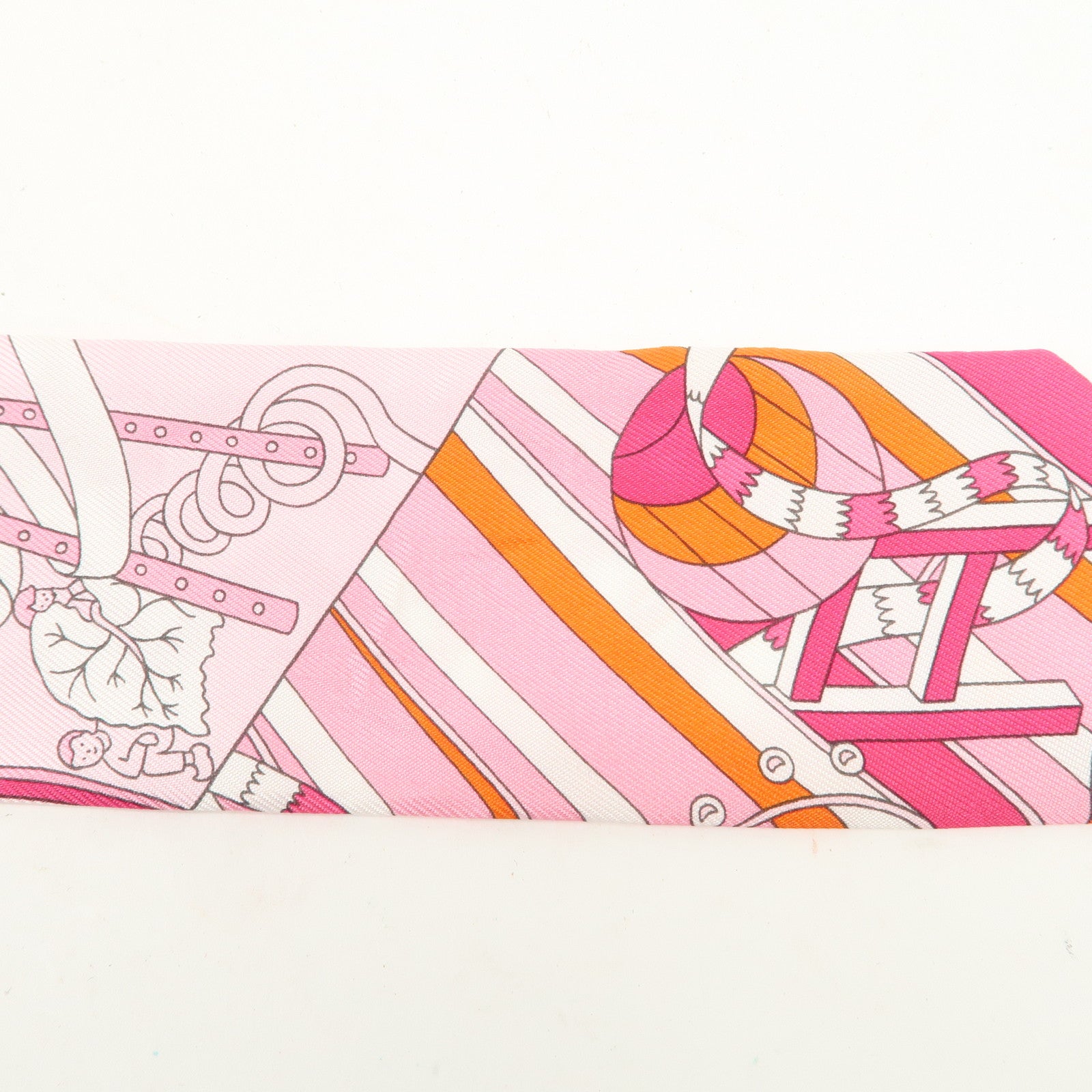 HERMES Silk 100% Twilly Scarf De l
Ombrelle aux Duels Pink Used