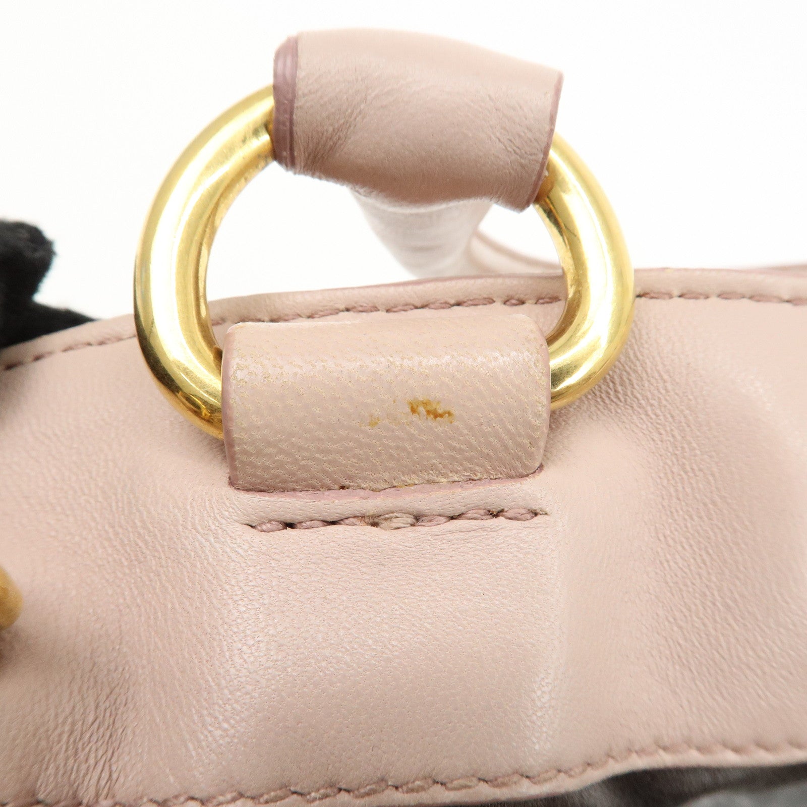 MIU MIU Matelasse Leather 2Way Shoulder Hand Bag Pink Beige