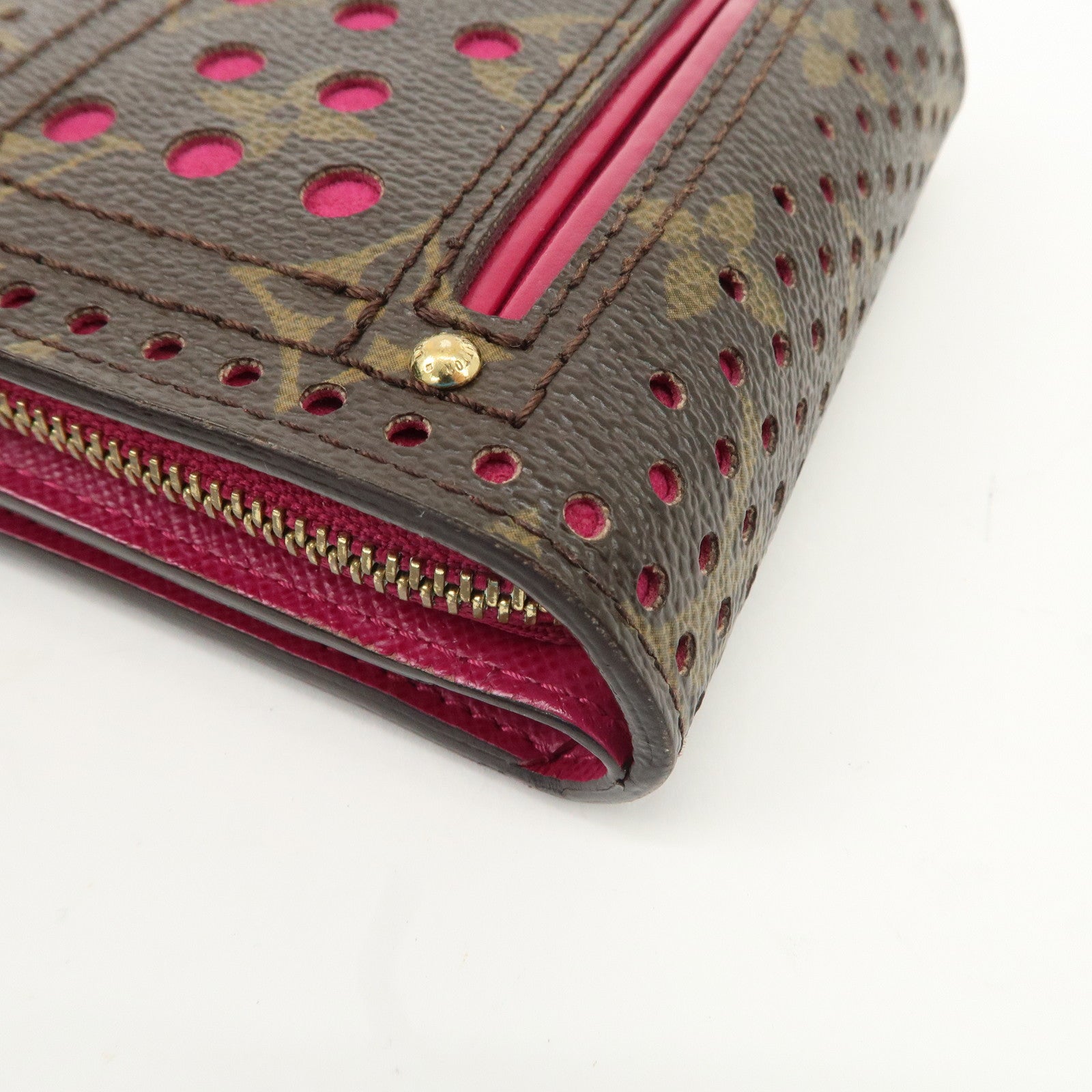 Louis Vuitton Monogram Perfor Compact Zip Wallet Fuchsia M95188