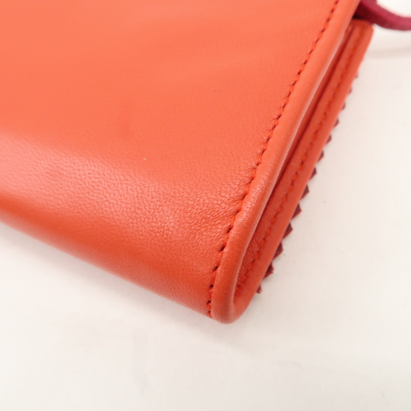 LOEWE Anagram Leather Bi-fold Pinking Long Wallet Red