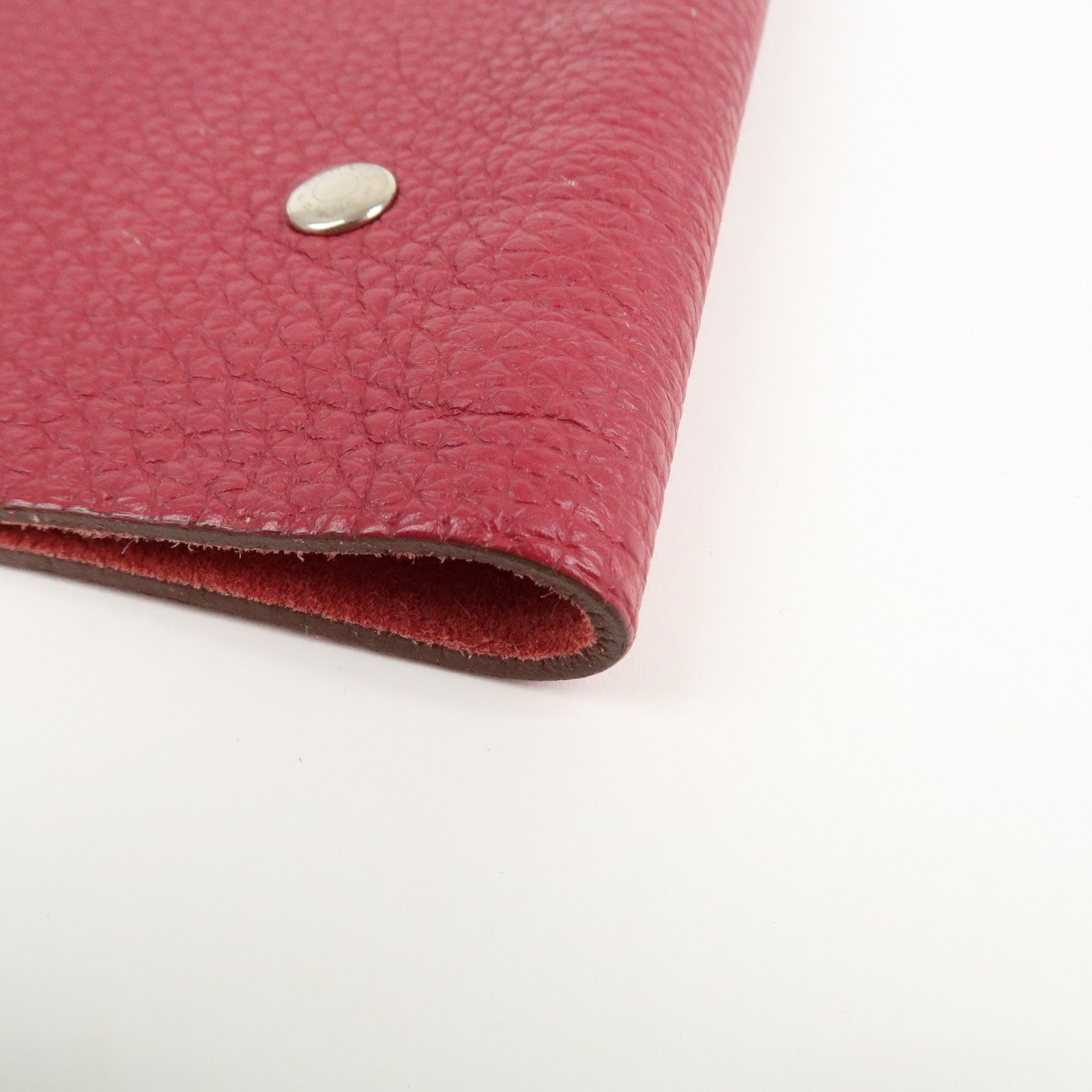 HERMES Togo Leather Ulysse MM □N Stamped Notebook Cover Ruby