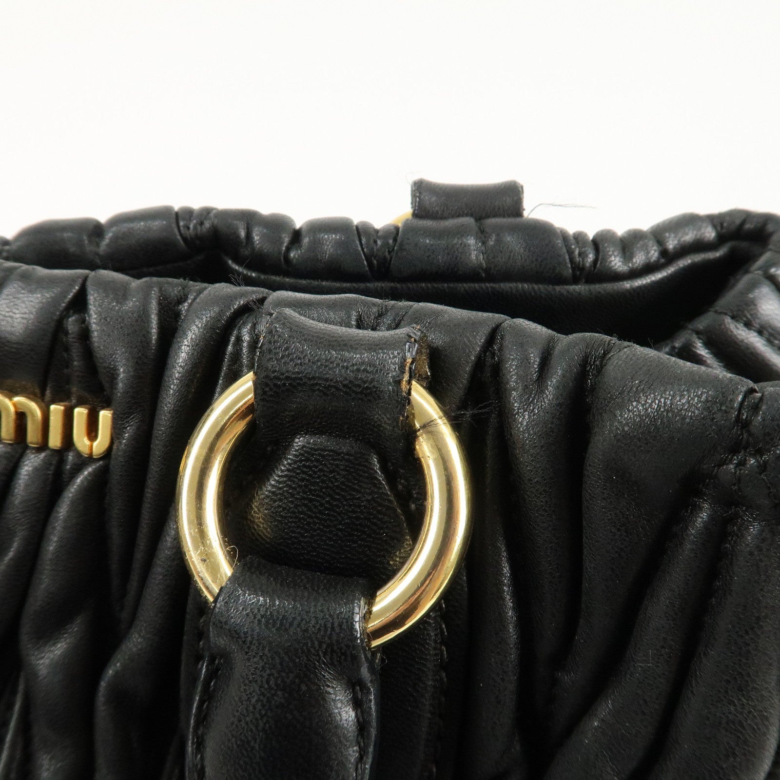 MIU MIU Matelasse Leather Tote Bag Hand Bag Black Used