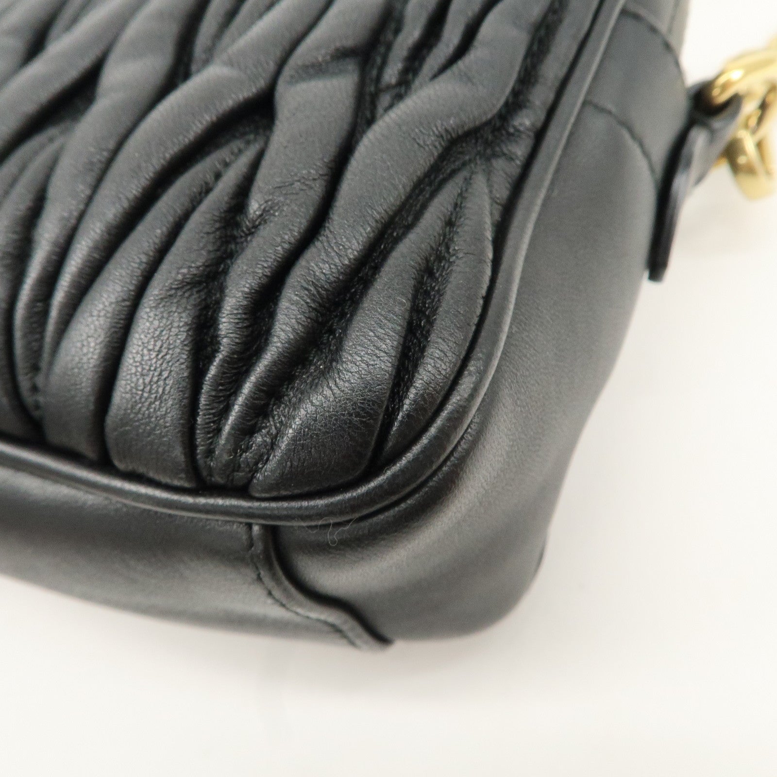 MIU MIU Matelasse Leather Chain Shoulder Bag Crossbody Bag Black