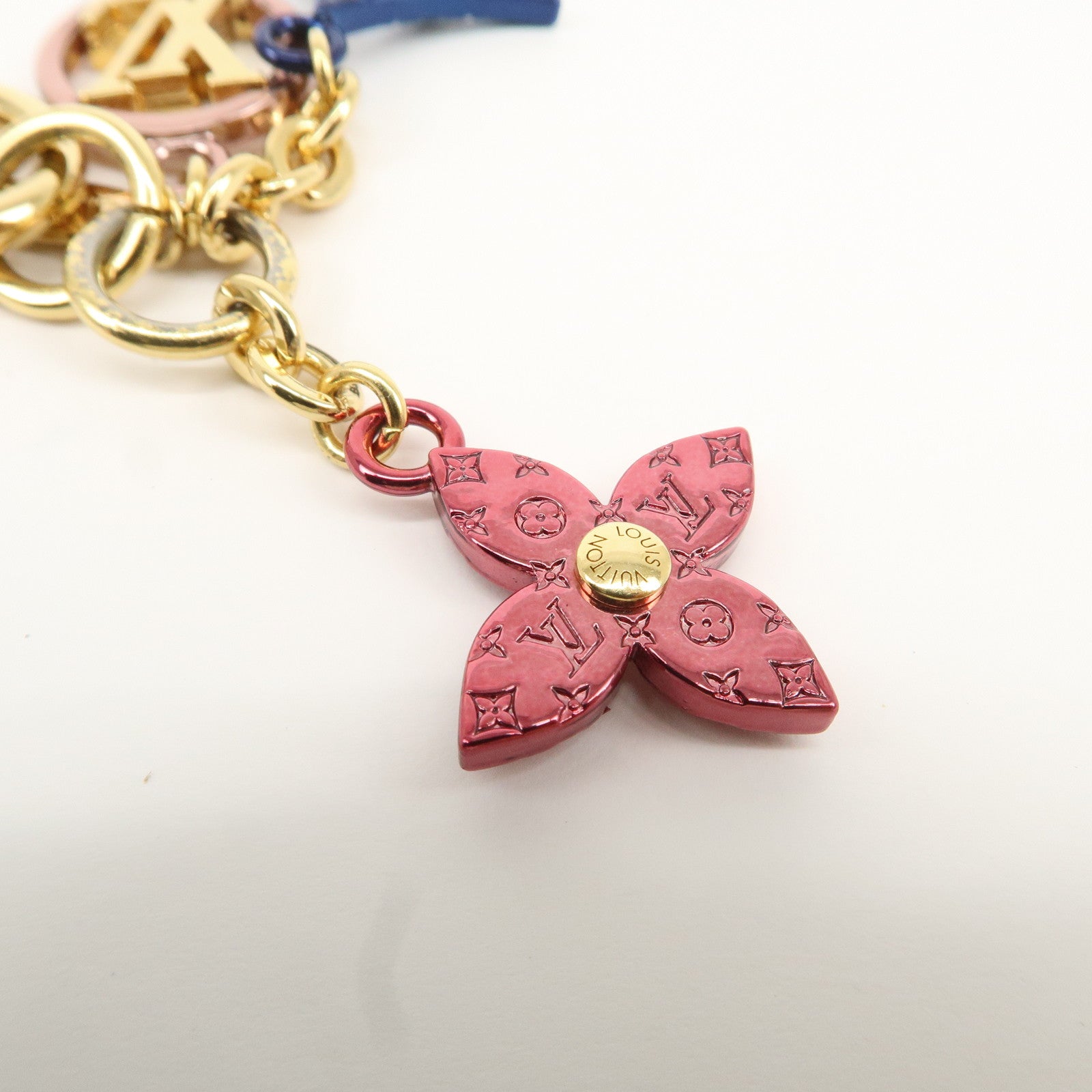 Louis Vuitton Porte Cles LV Nanogram Bag Charm Gold Pink M00560 Used