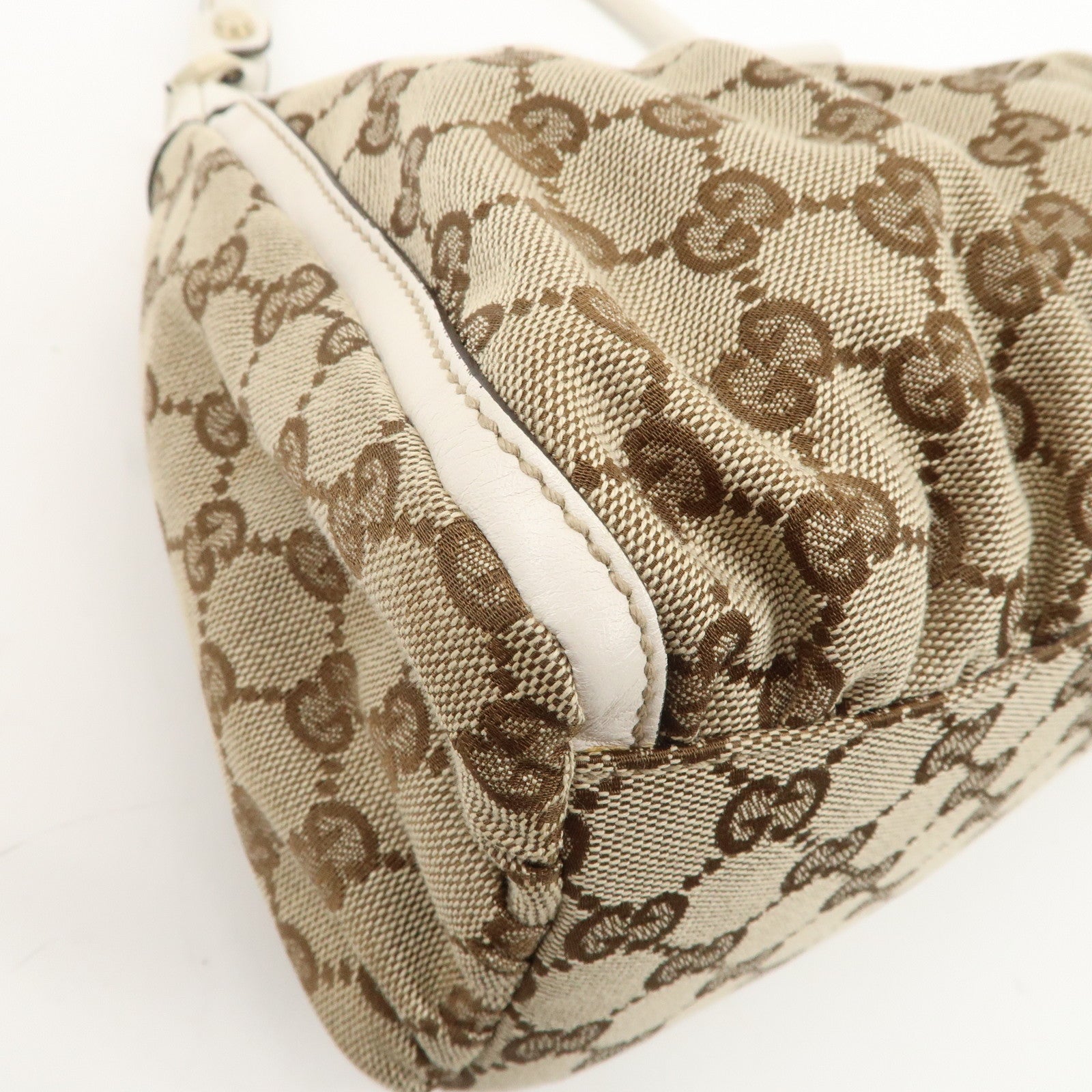 GUCCI Abbey GG Canvas Leather Shoulder Bag Beige White 190525 Used