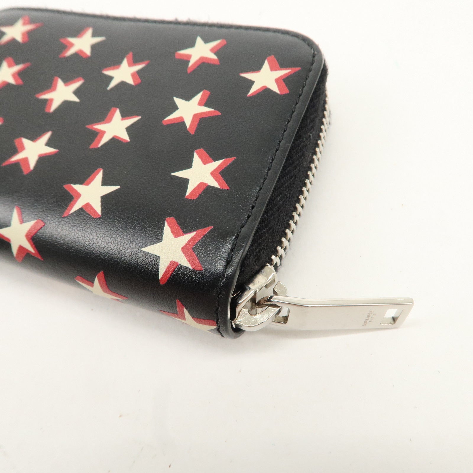 Saint Laurent Paris Leather Coin Case Case Star Print Black