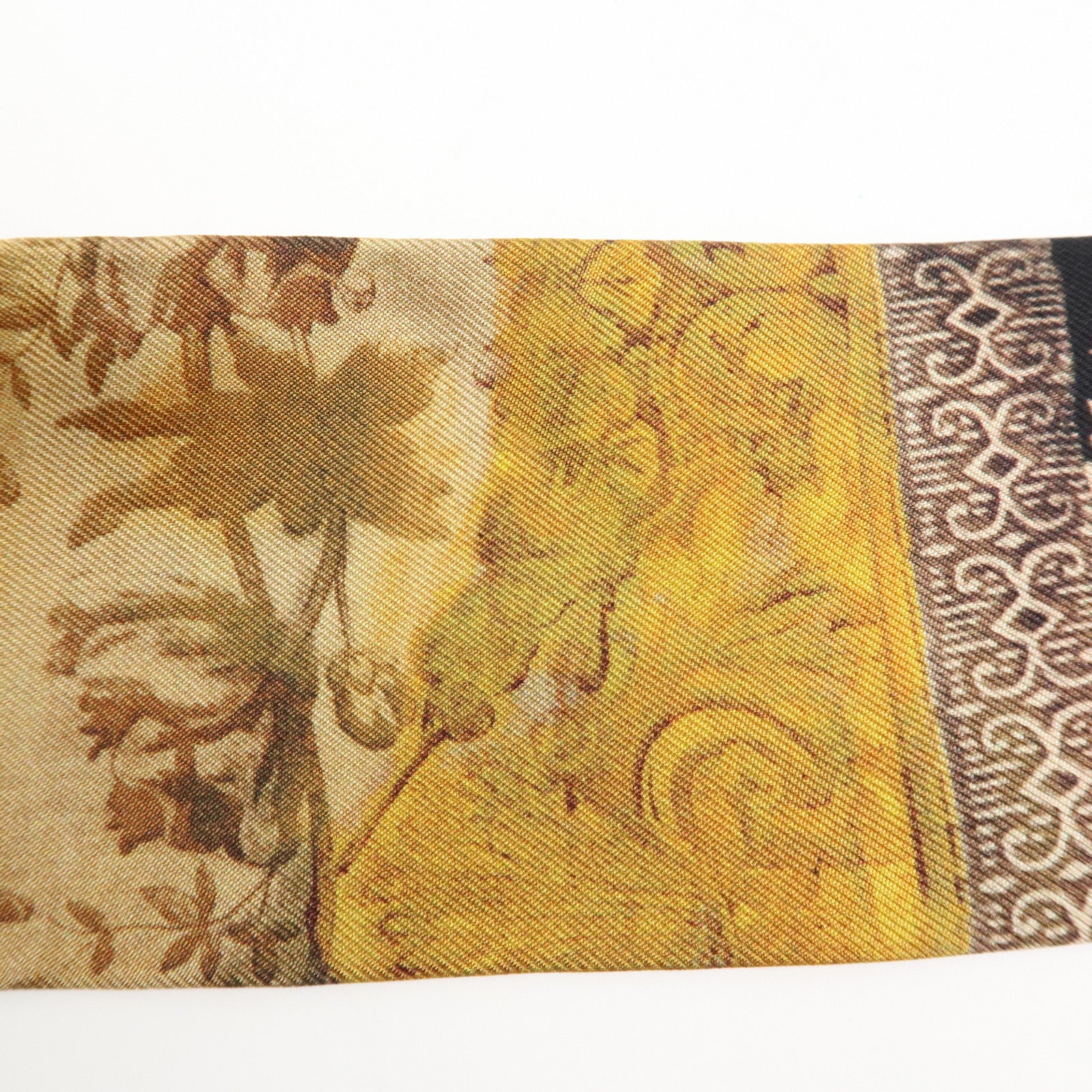 Christian Dior Silk 100% Mitza Scarf Flower Print Brown