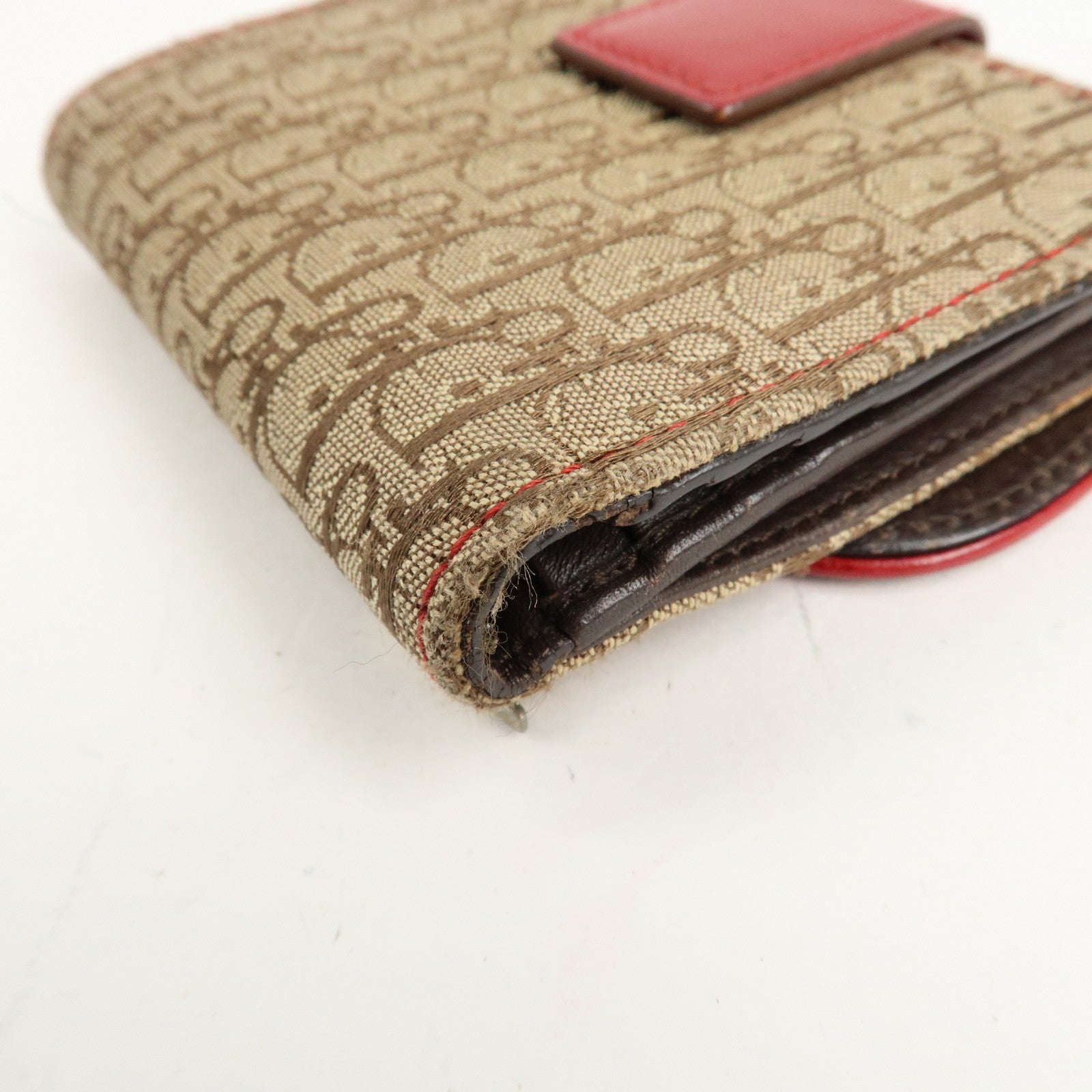 Christian Dior Rasta Trotter Canvas Leather Bi-fold Wallet Beige Used