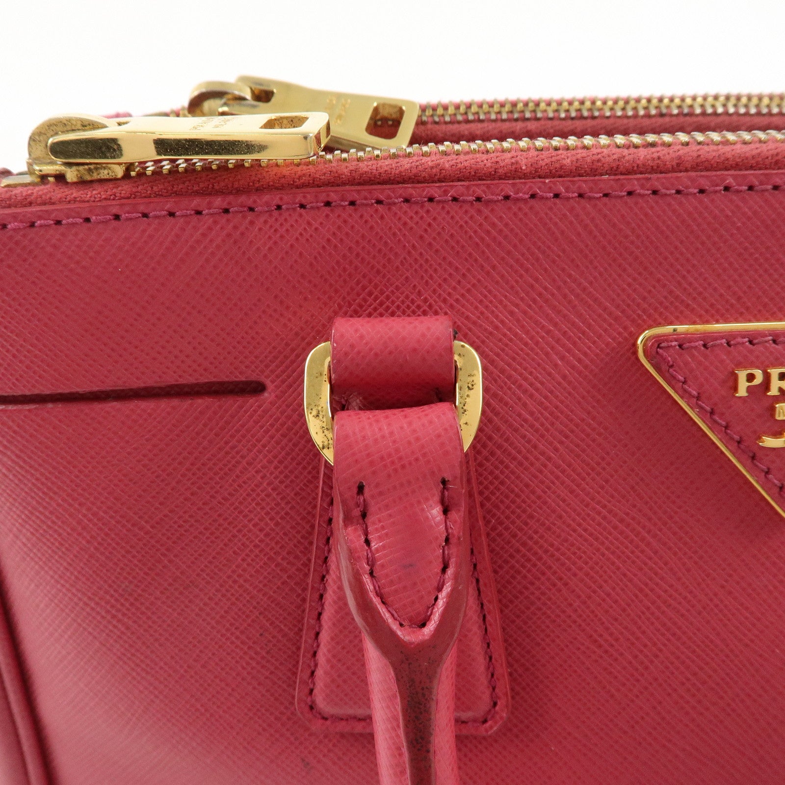 PRADA Logo Saffiano Leather 2WAY Bag Hand Bag Shoulder Bag Pink