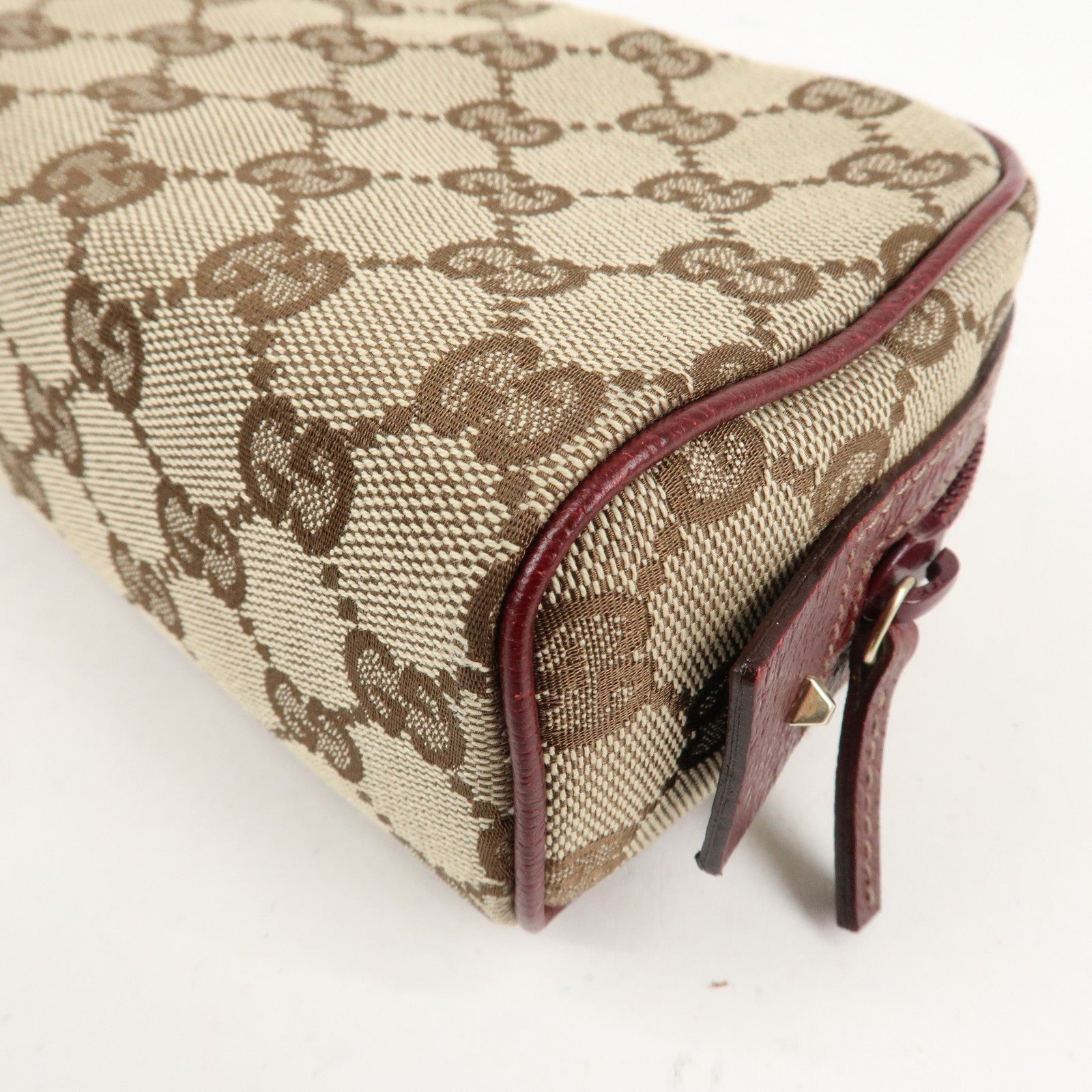 GUCCI GG Canvas Cosmetic Pouch Beige Bordeaux 120978