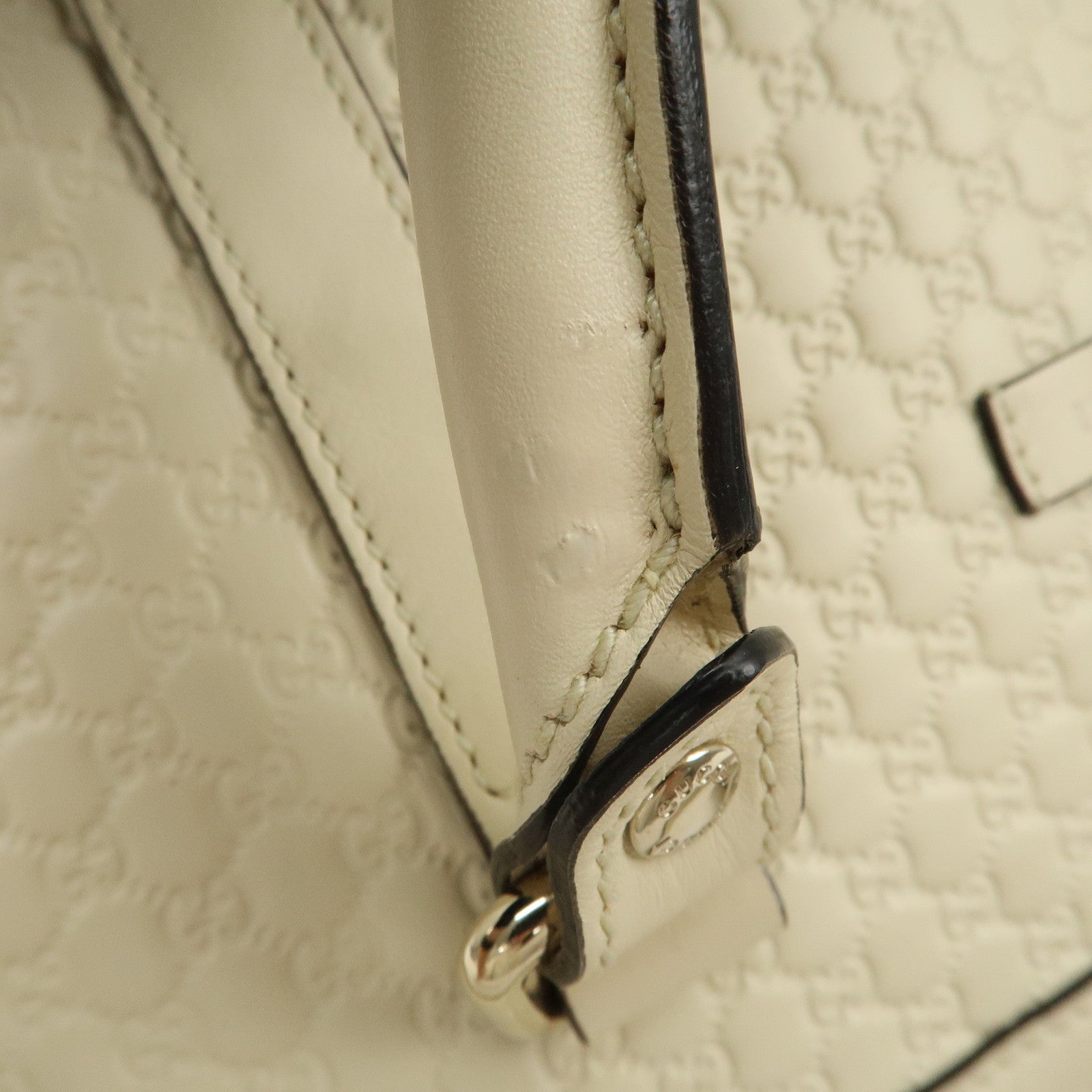 GUCCI Micro Guccissima Leather 2Way Bag Hand Bag Ivory 449663